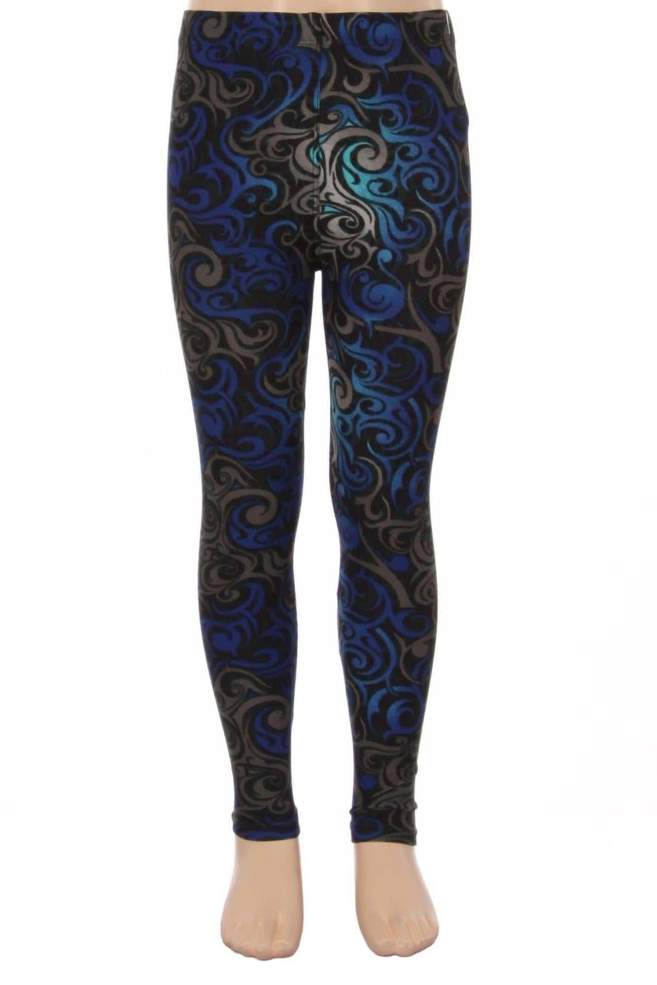 Buttery Smooth Blue Hypnotic Swirl Kids Leggings