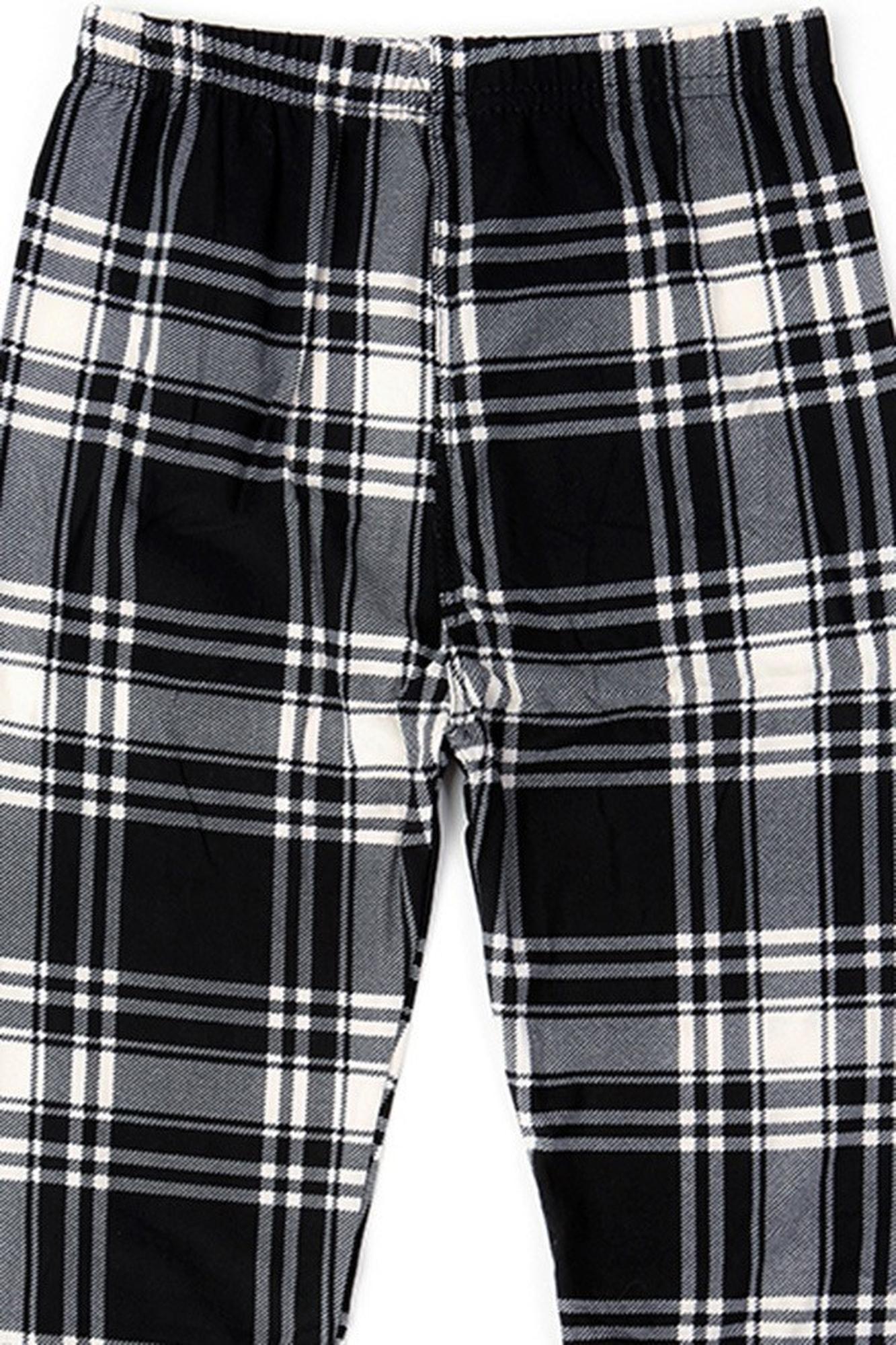 Brushed White Plaid Kids Leggings