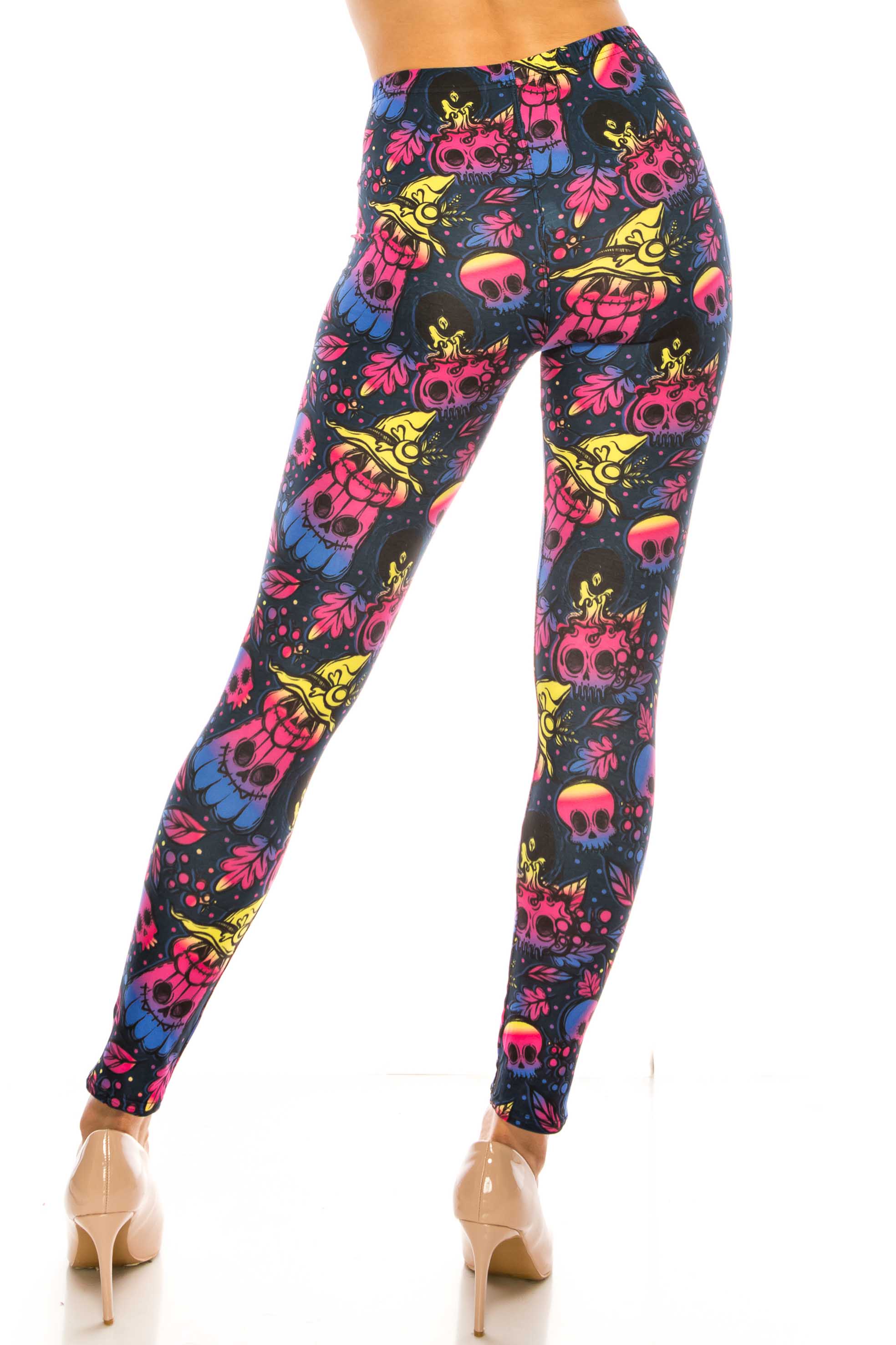 Creamy Soft Autumn Ombre Skulls Kids Leggings | USA Fashion™
