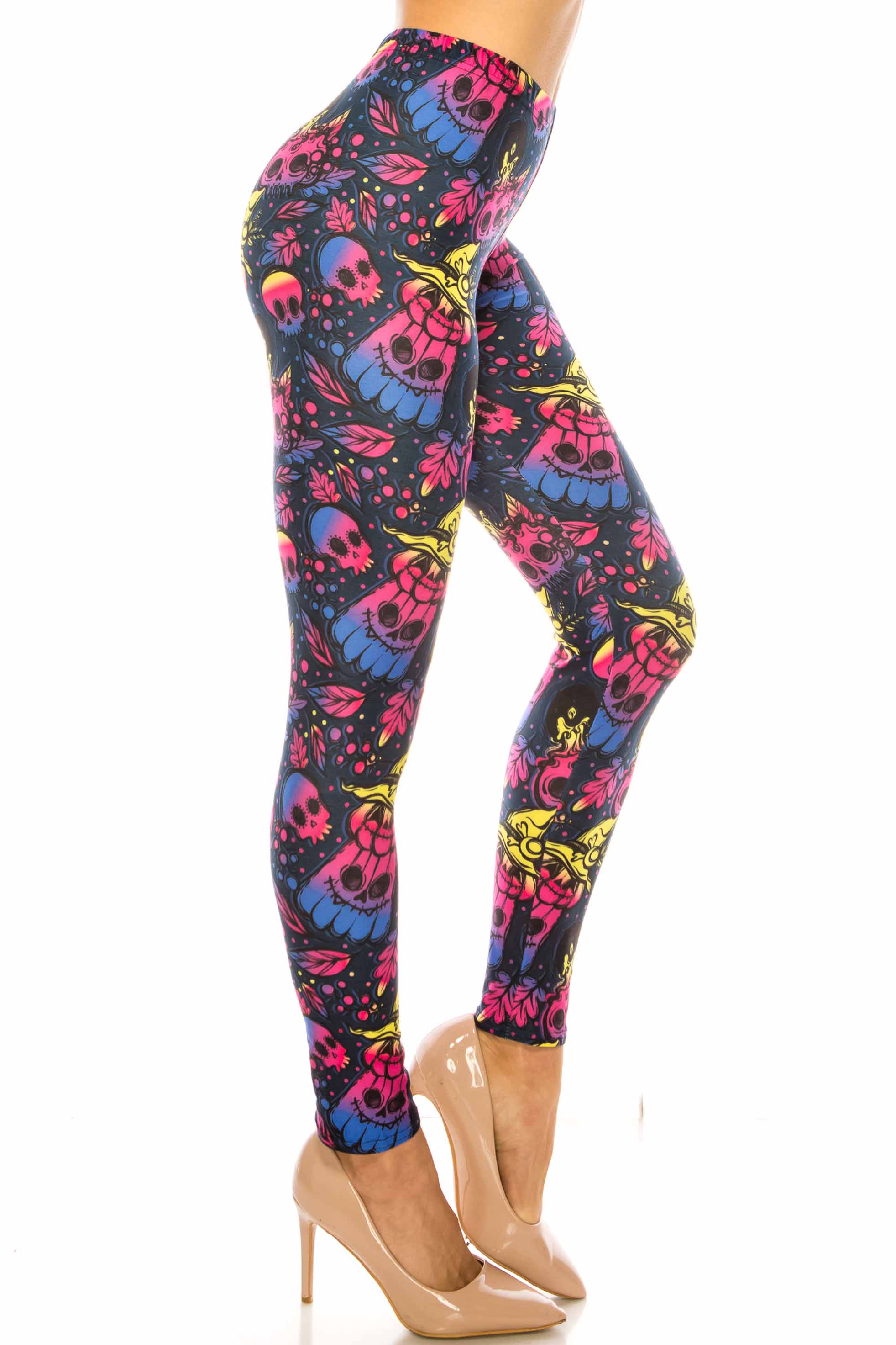 Creamy Soft Autumn Ombre Skulls Kids Leggings | USA Fashion™