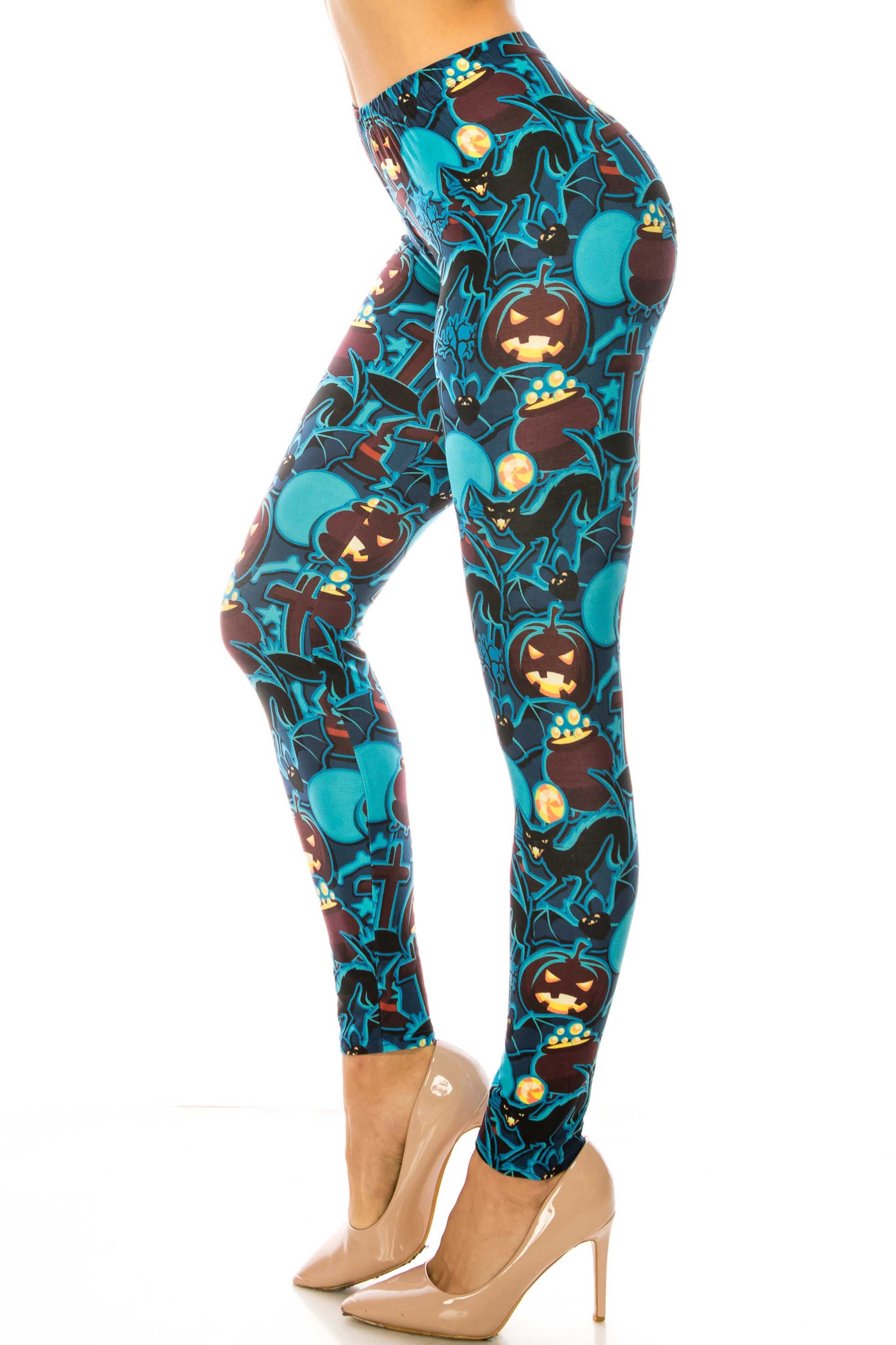 Creamy Soft Electric Blue Halloween Kids Leggings | USA Fashion™