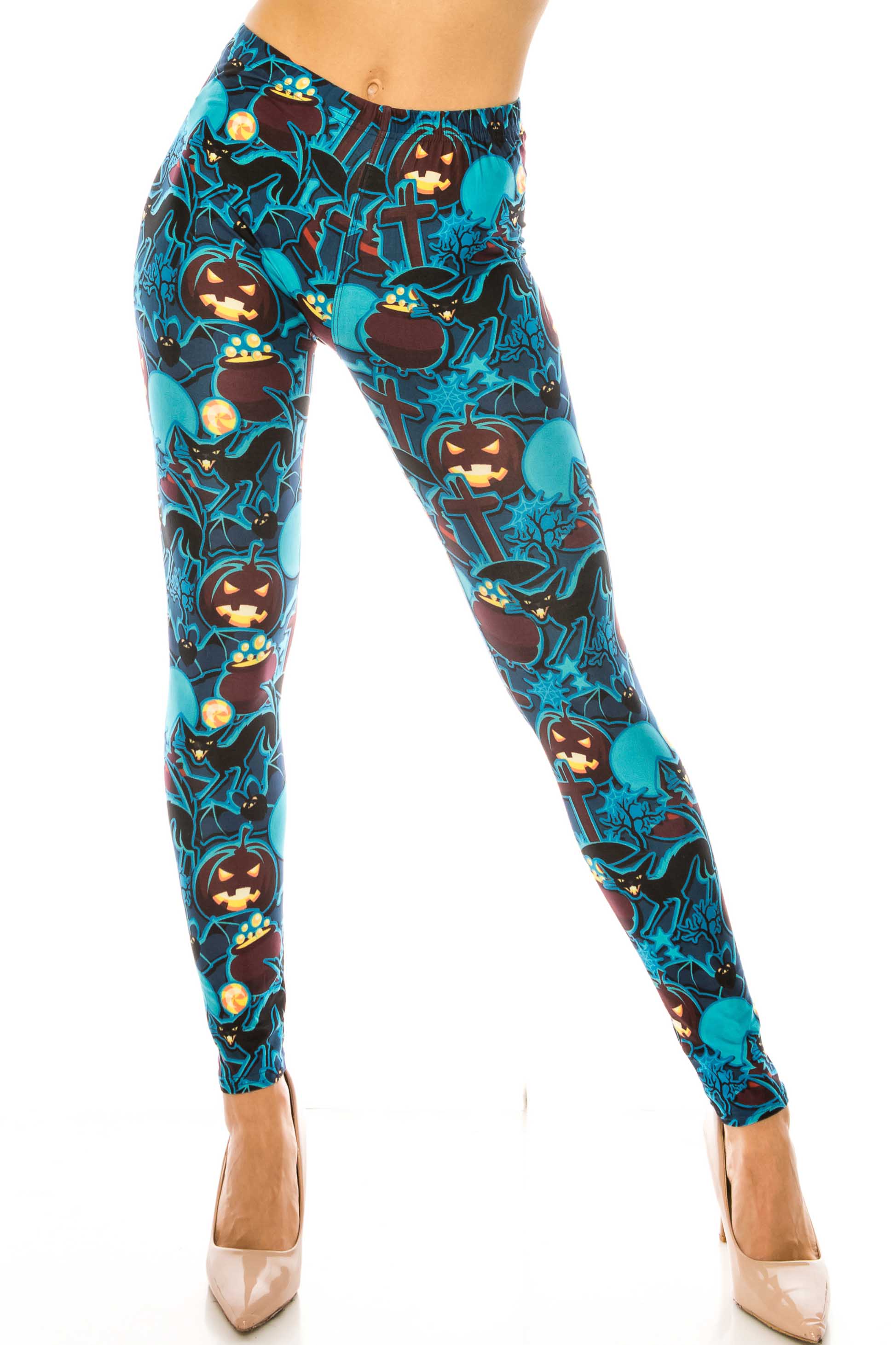 Creamy Soft Electric Blue Halloween Kids Leggings | USA Fashion™