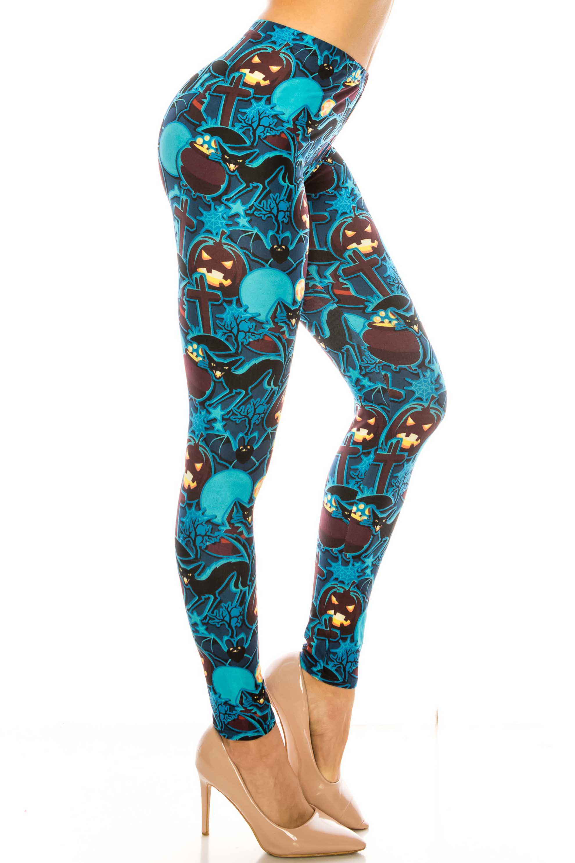 Creamy Soft Electric Blue Halloween Kids Leggings | USA Fashion™