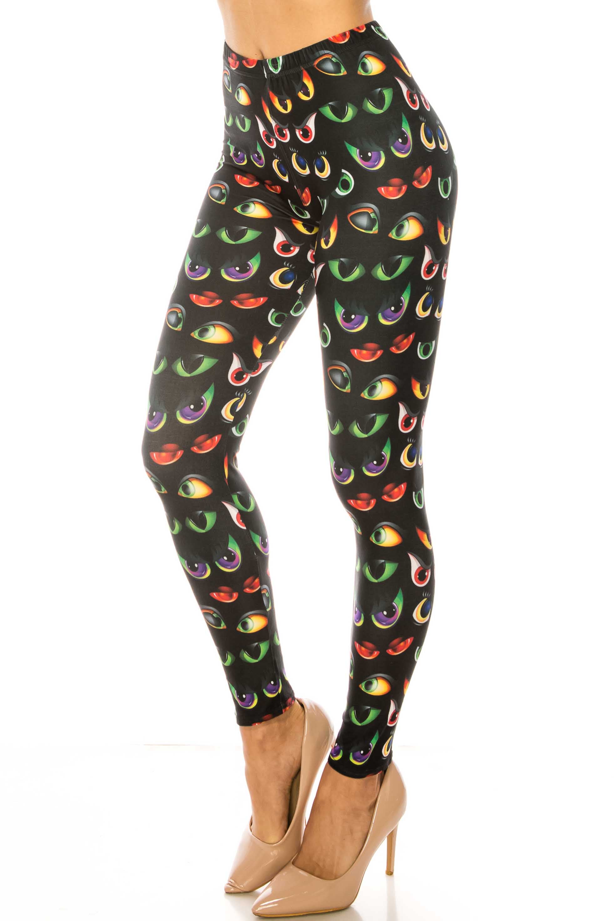Creamy Soft Evil Cartoon Eyes Kids Leggings - USA Fashion™