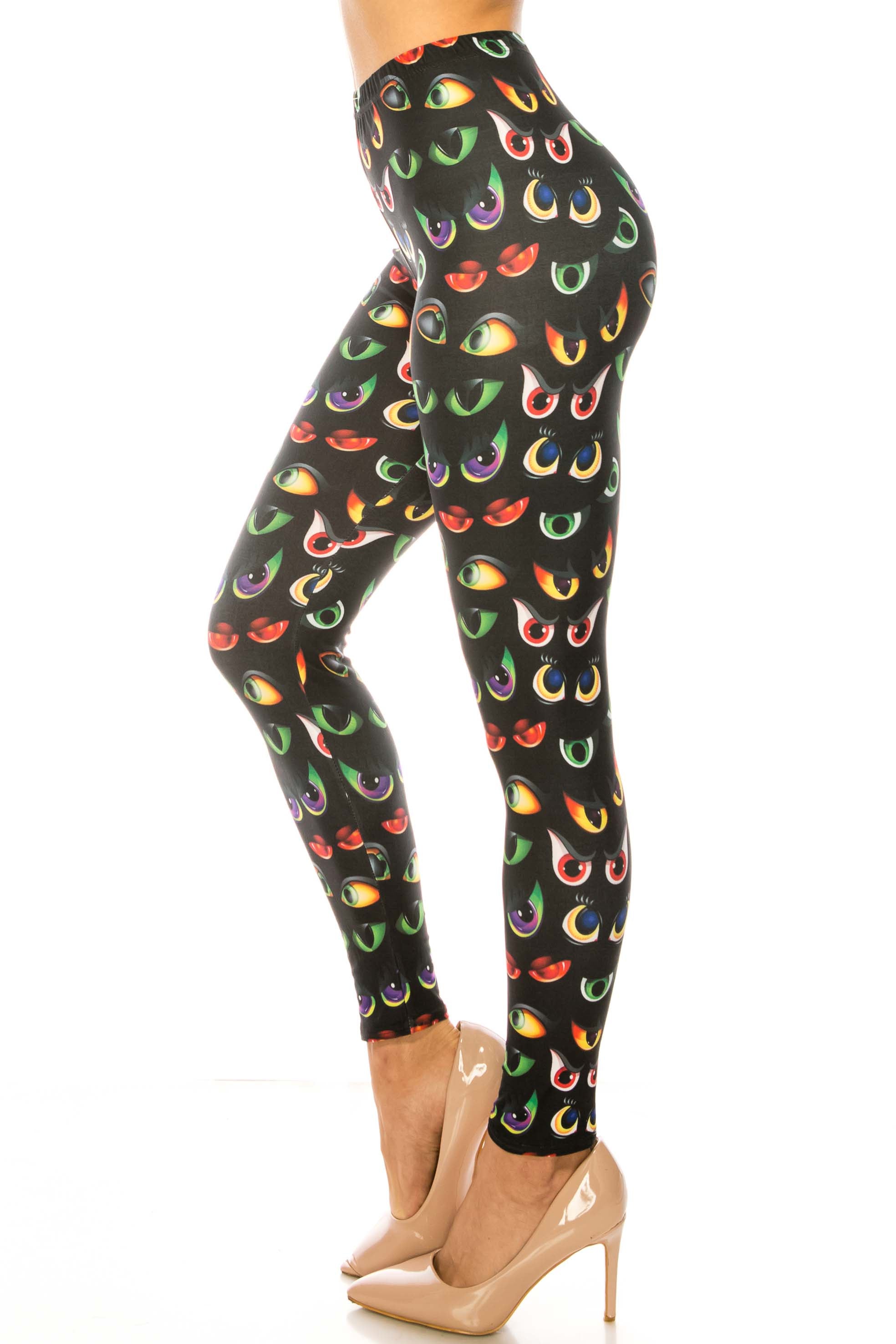 Creamy Soft Evil Cartoon Eyes Kids Leggings | USA Fashion™