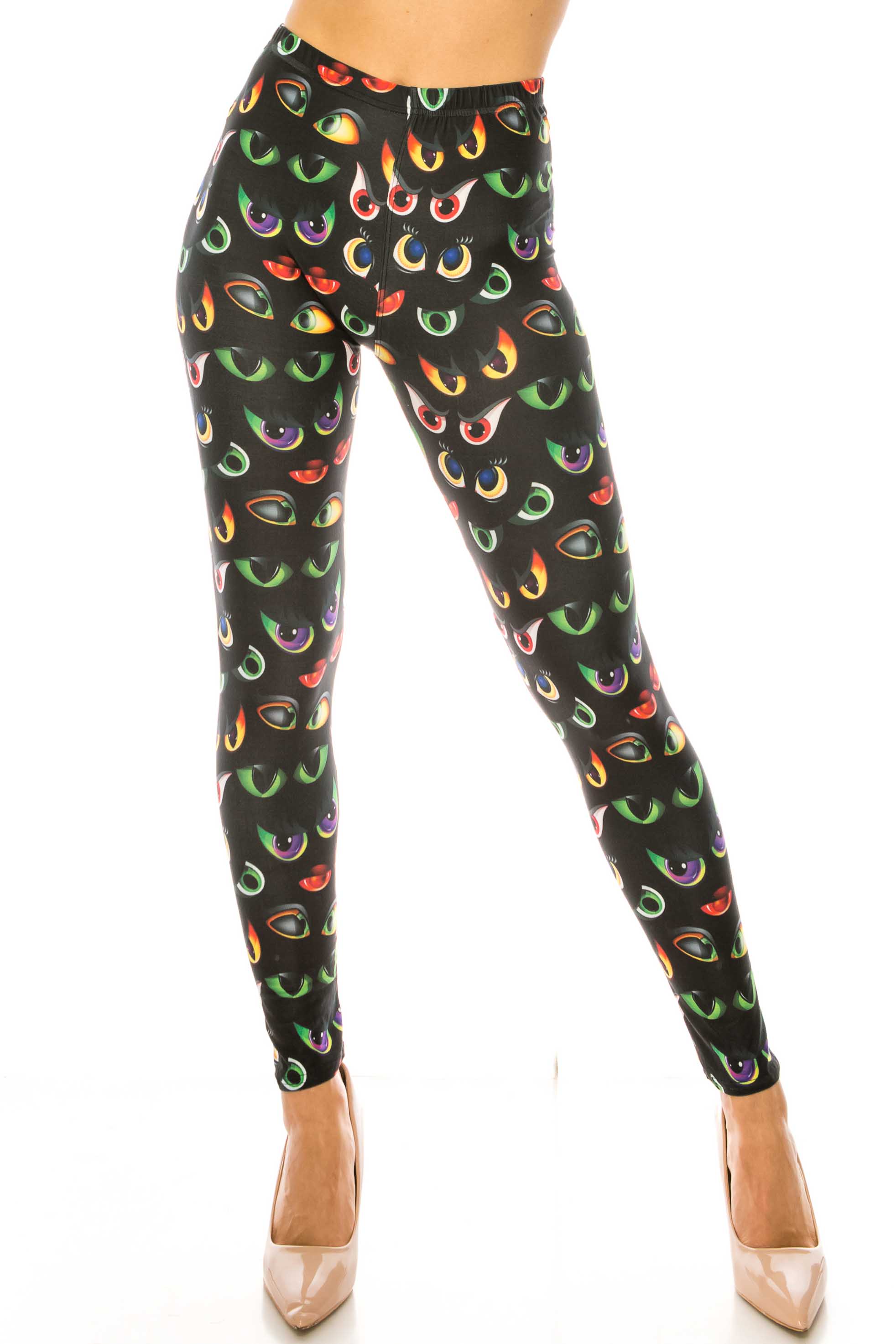 Creamy Soft Evil Cartoon Eyes Kids Leggings - USA Fashion™