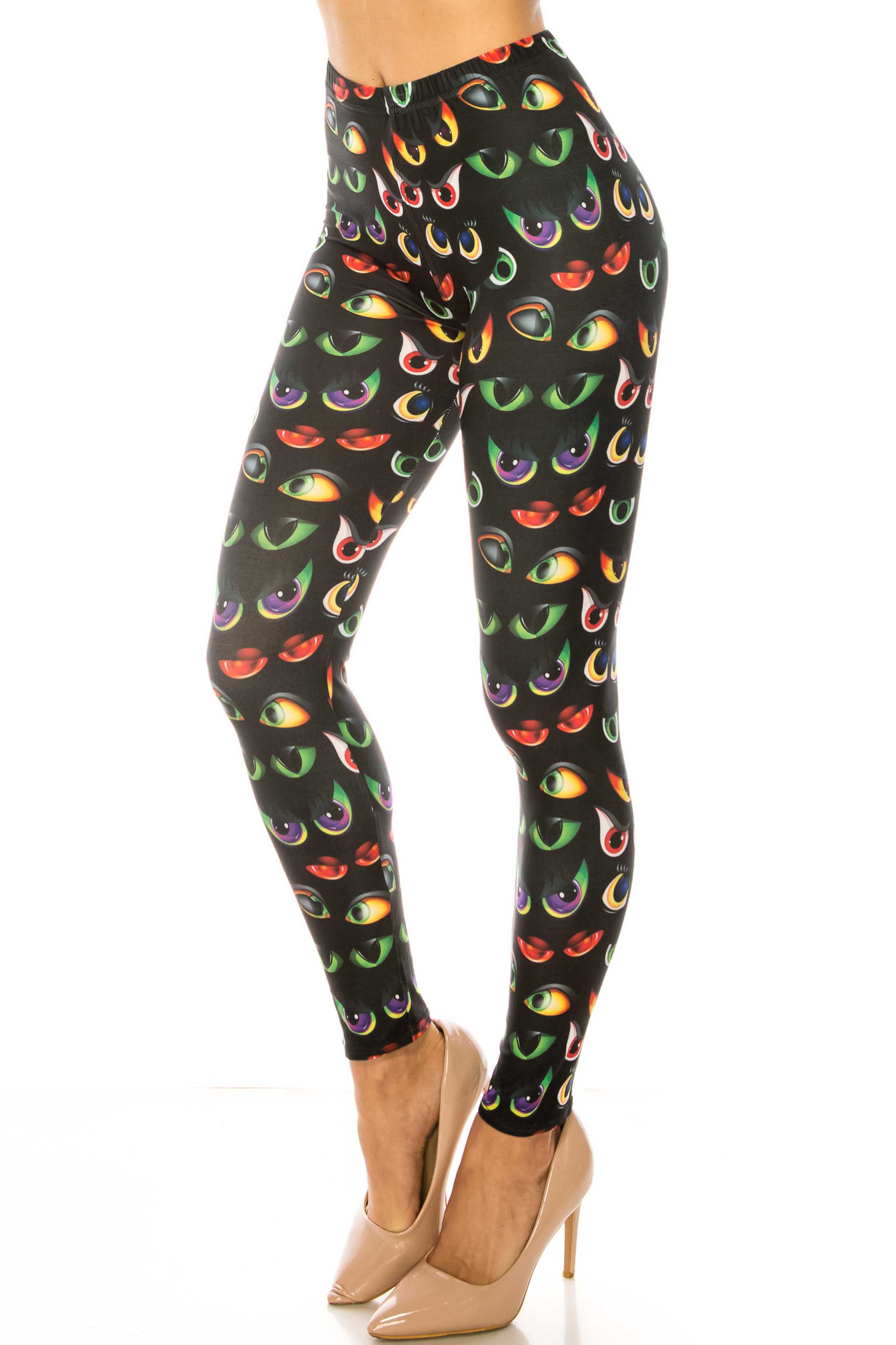 Creamy Soft Evil Cartoon Eyes Kids Leggings - USA Fashion™