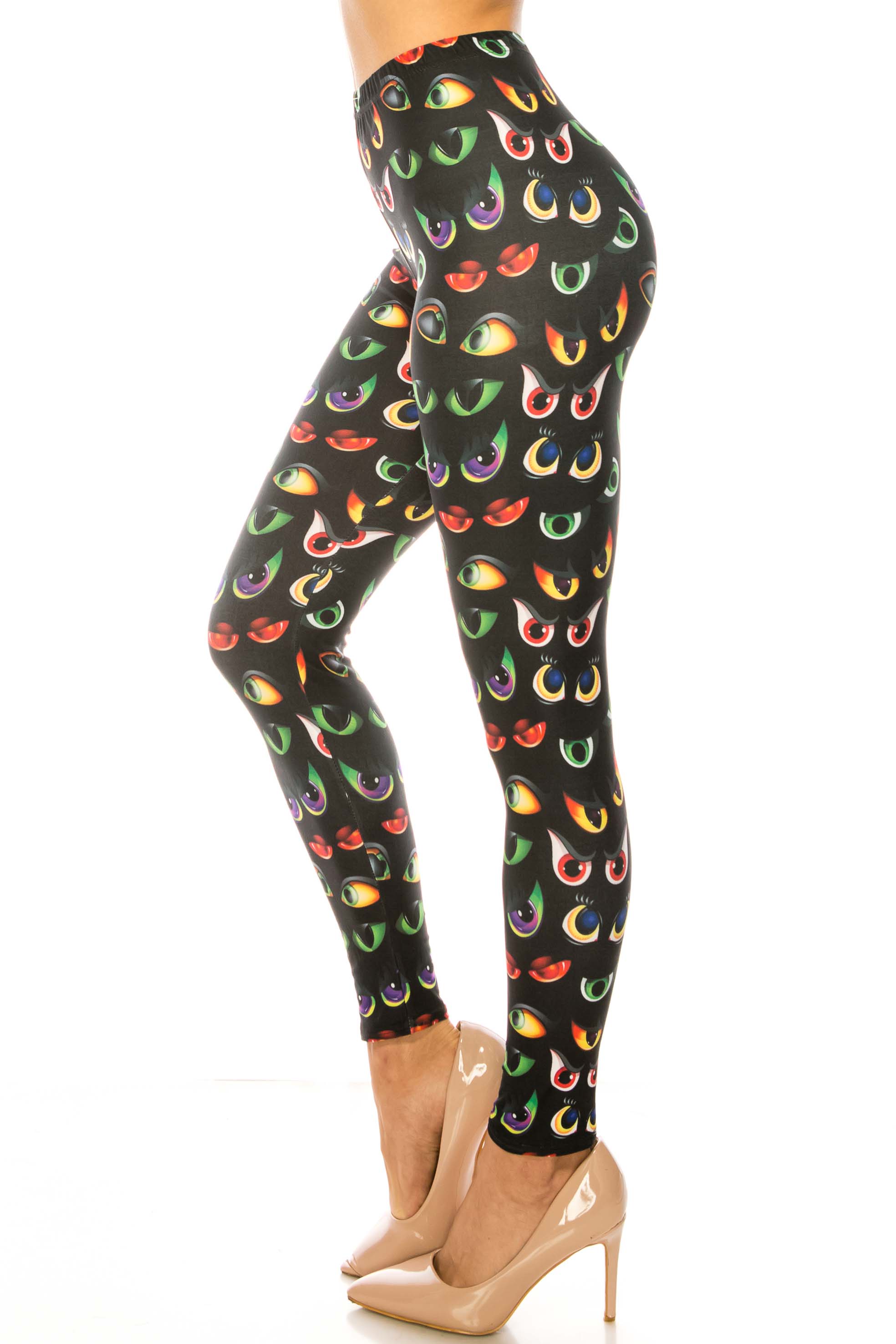 Creamy Soft Evil Cartoon Eyes Kids Leggings | USA Fashion™