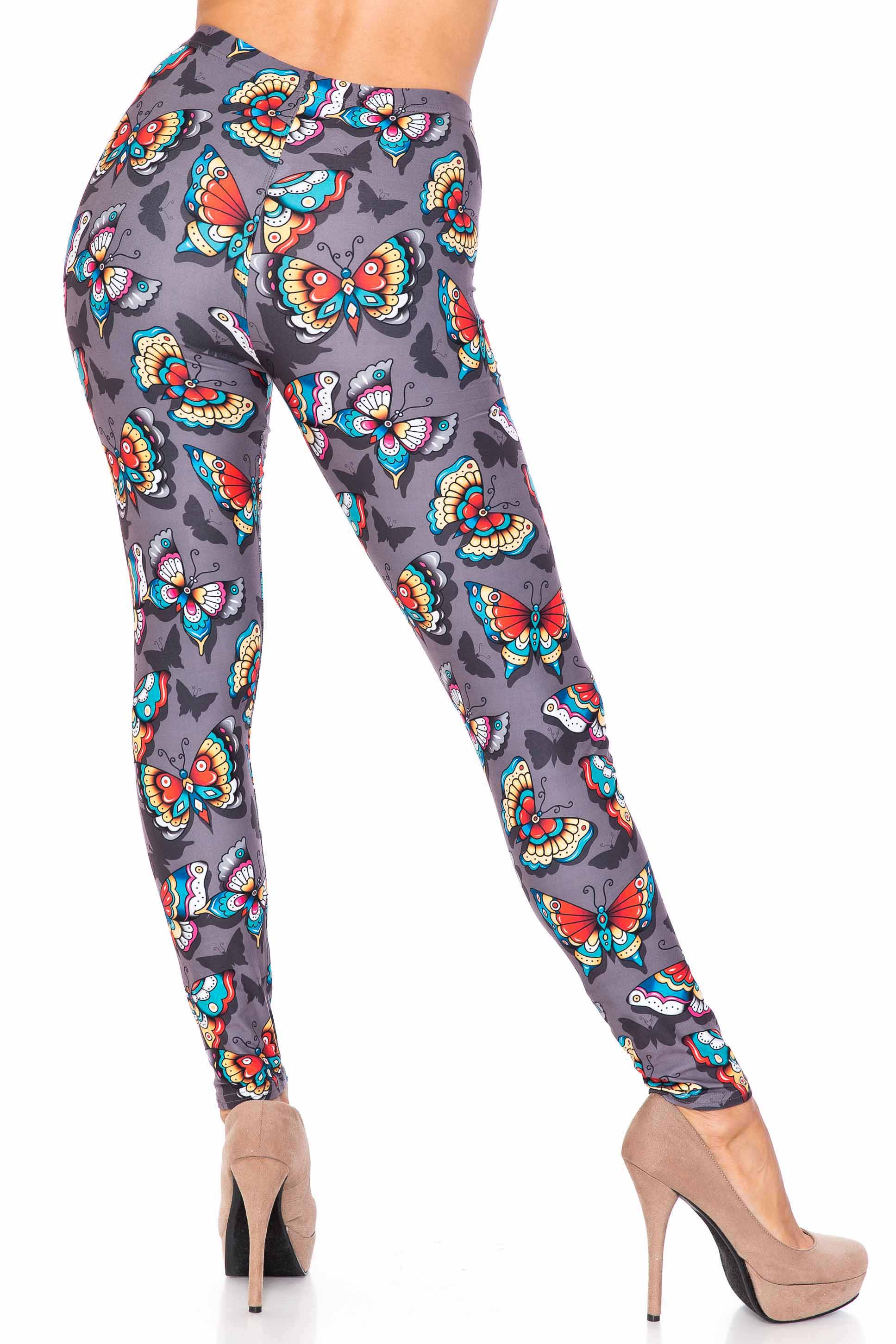 Creamy Soft Jewel Tone Butterfly Kids Leggings | USA Fashion™