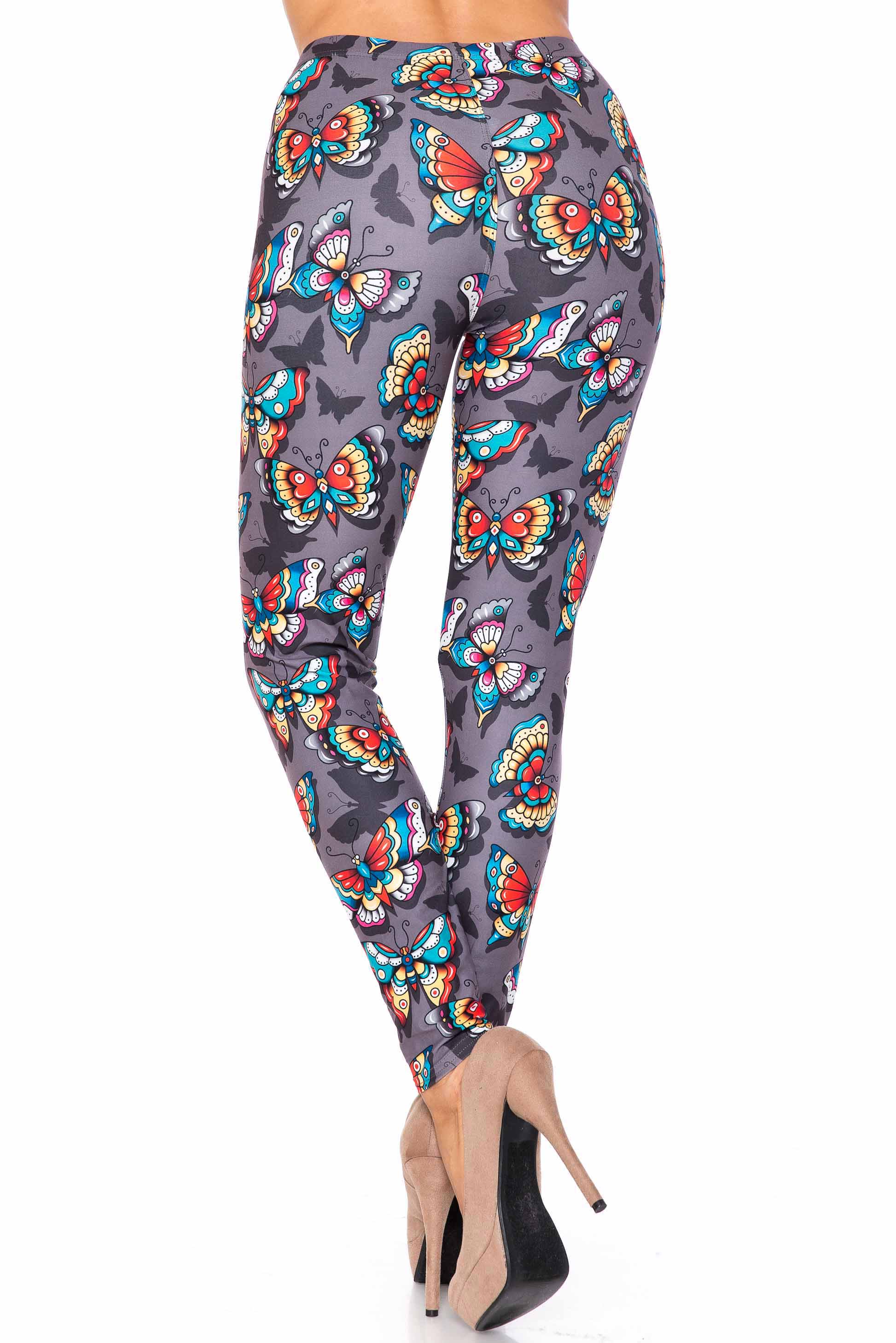 Creamy Soft Jewel Tone Butterfly Kids Leggings | USA Fashion™