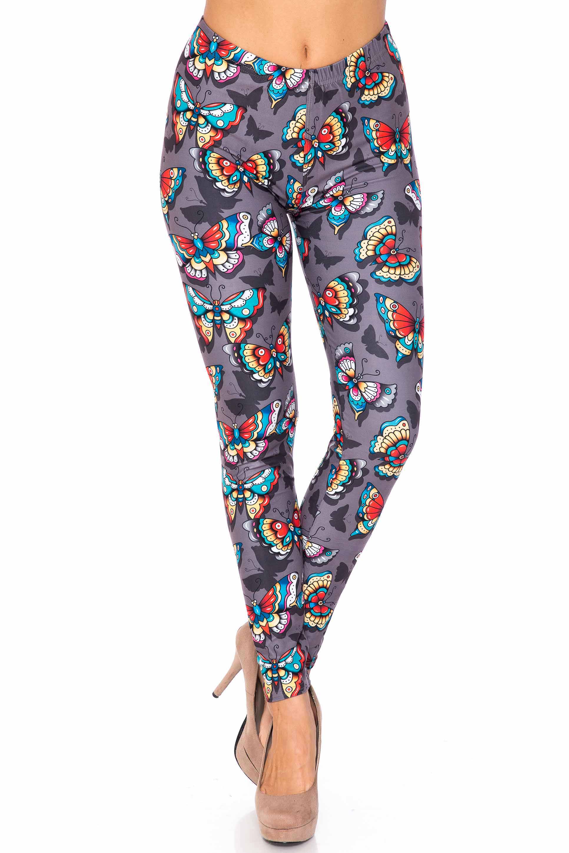 Creamy Soft Jewel Tone Butterfly Kids Leggings | USA Fashion™
