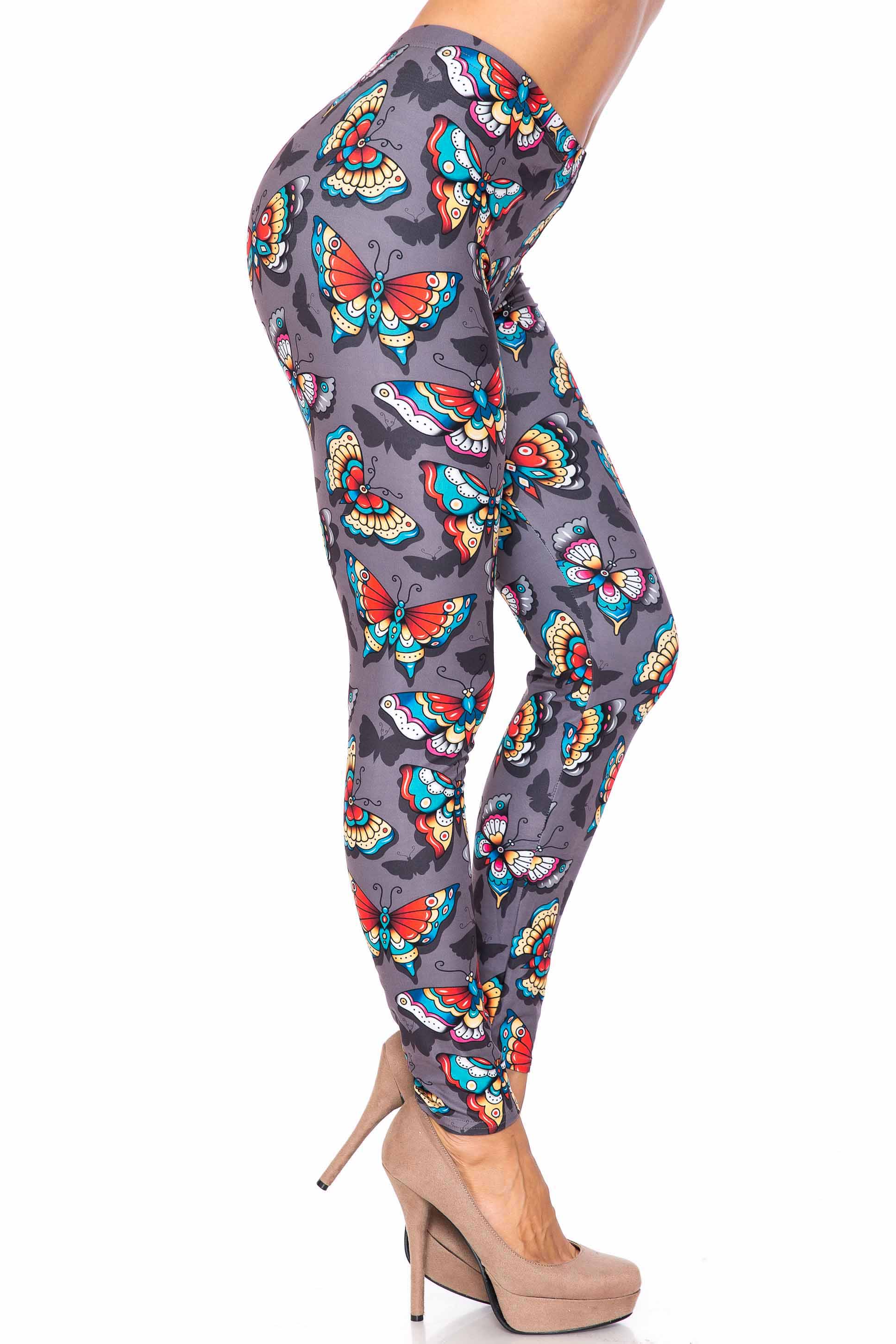 Creamy Soft Jewel Tone Butterfly Kids Leggings | USA Fashion™