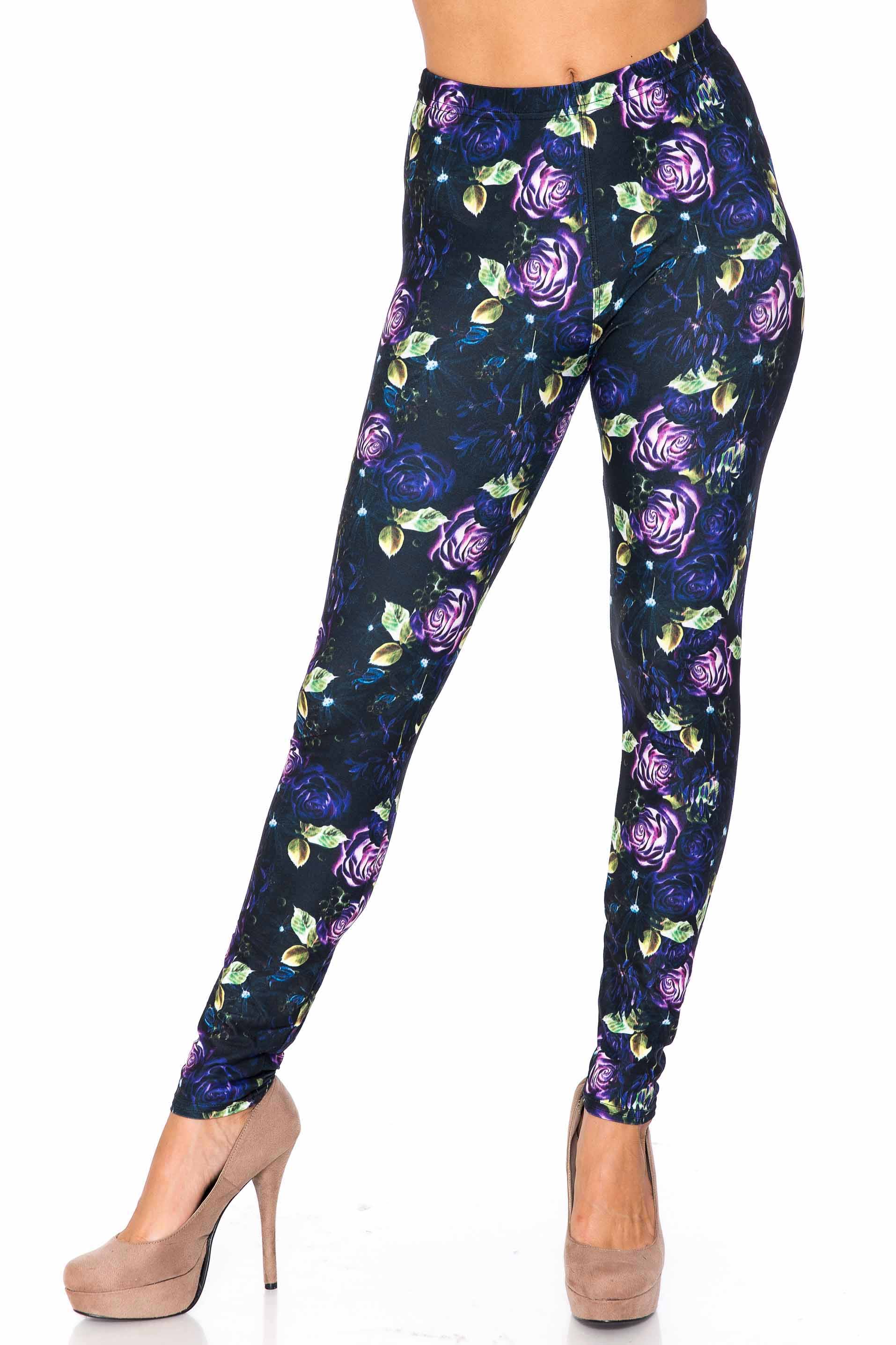 Creamy Soft Purple and Violet Rose Kids Leggings - USA Fashion™
