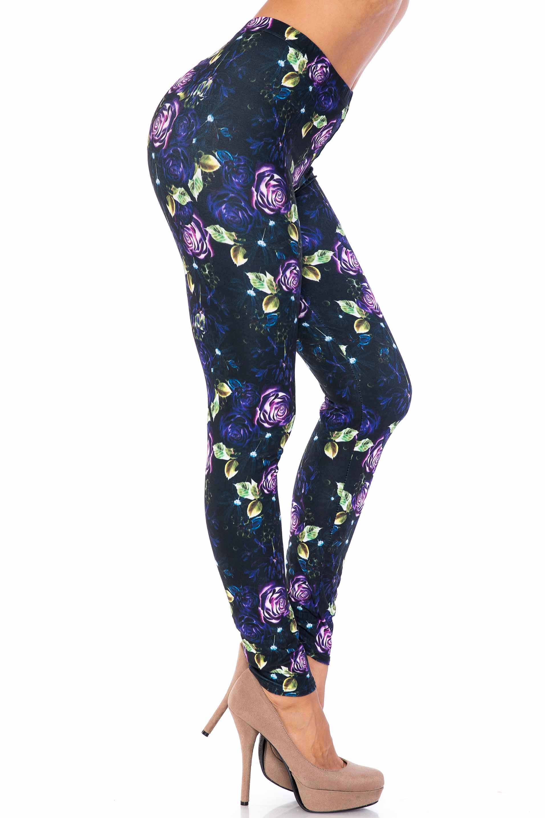 Creamy Soft Purple and Violet Rose Kids Leggings - USA Fashion™