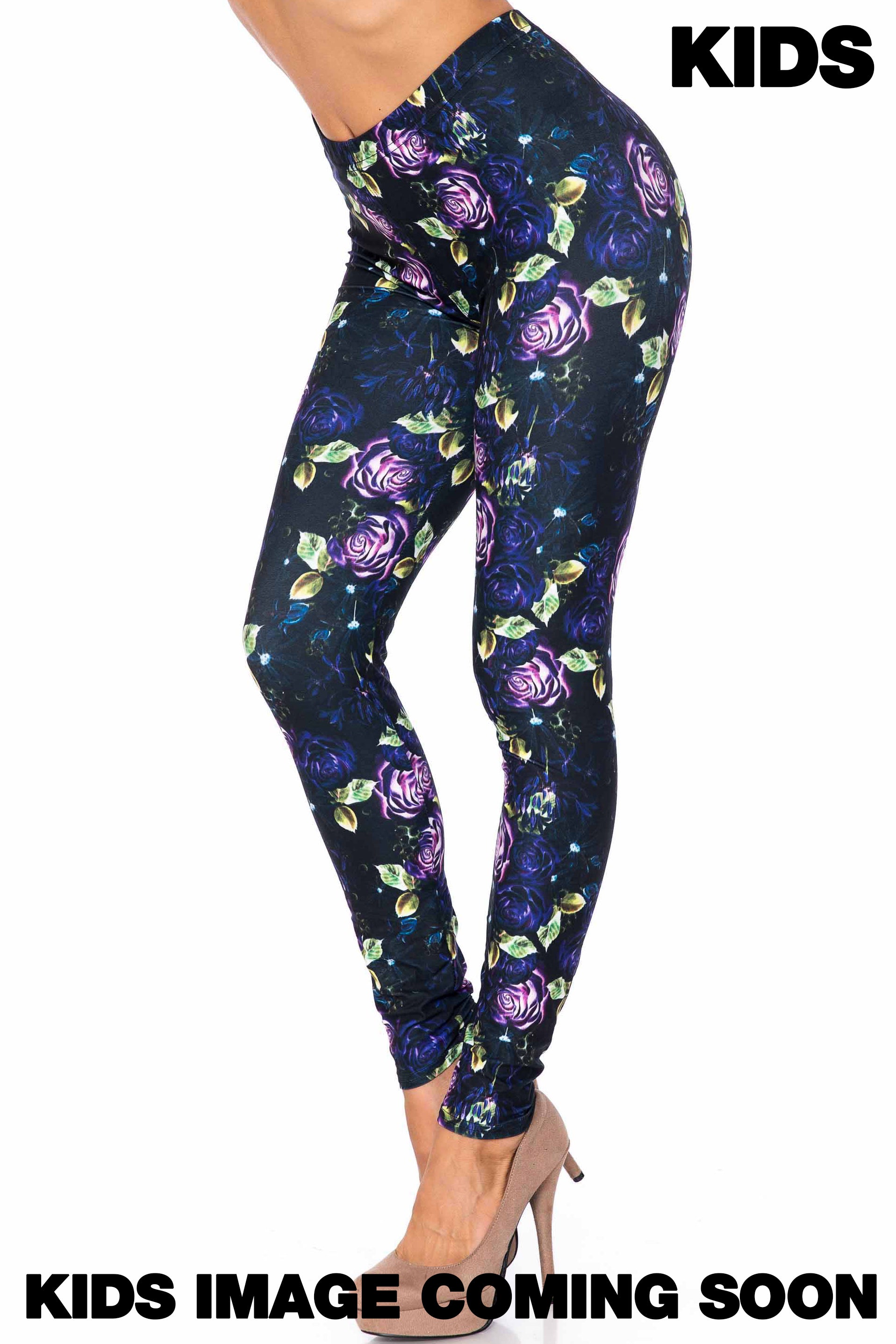 Creamy Soft Purple and Violet Rose Kids Leggings - USA Fashion™