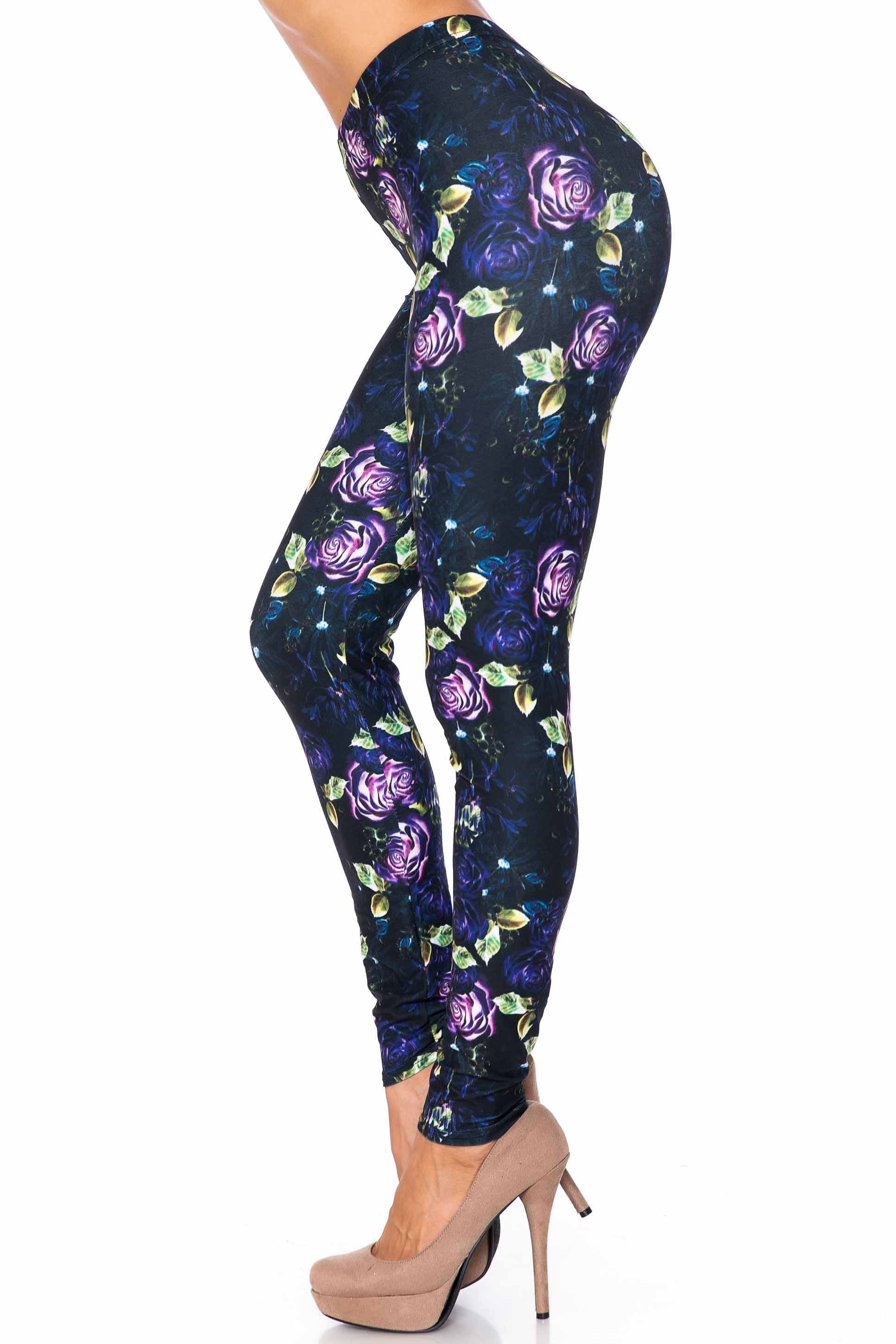 Creamy Soft Purple and Violet Rose Kids Leggings - USA Fashion™