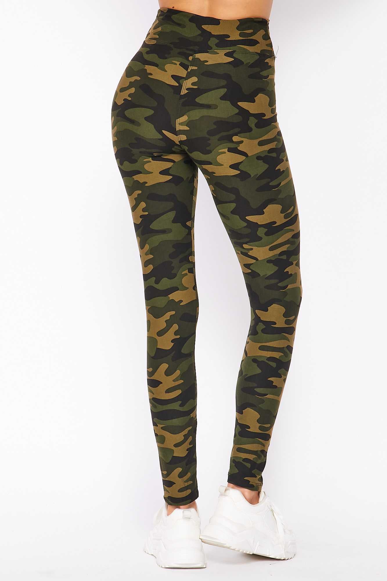 Buttery Soft Olive Green Camouflage High Waist Plus Size Leggings (One Size Plus,Green)