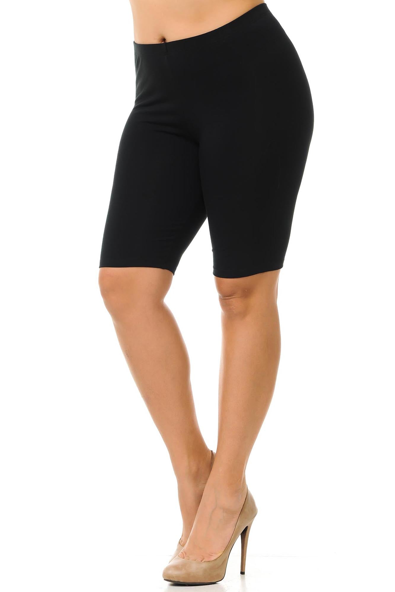 USA Basic Cotton Plus Size Biker Shorts | Bermuda Shorts