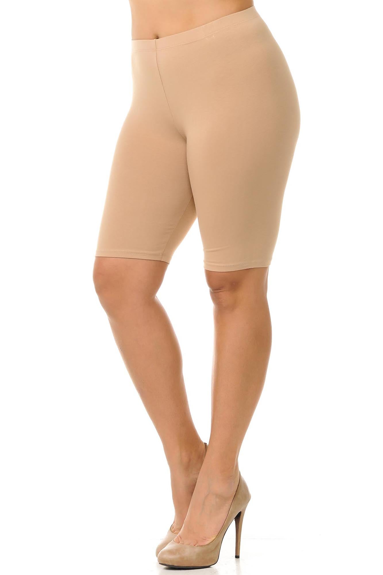 USA Basic Cotton Plus Size Biker Shorts | Bermuda Shorts