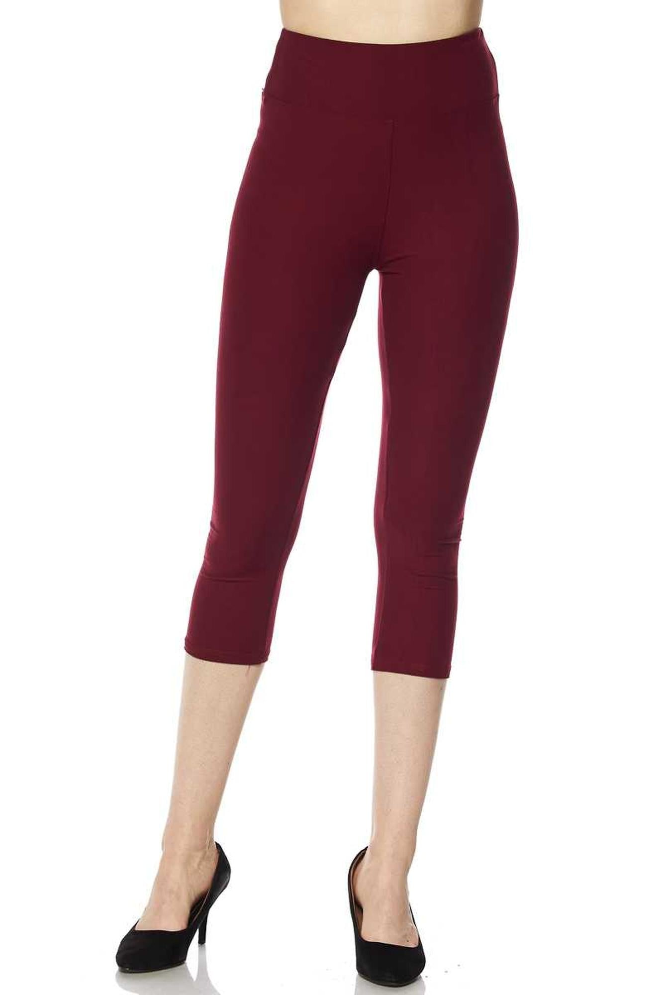 Brushed Basic Solid High Waisted Plus Size Capris | 3 Inch | New Mix
