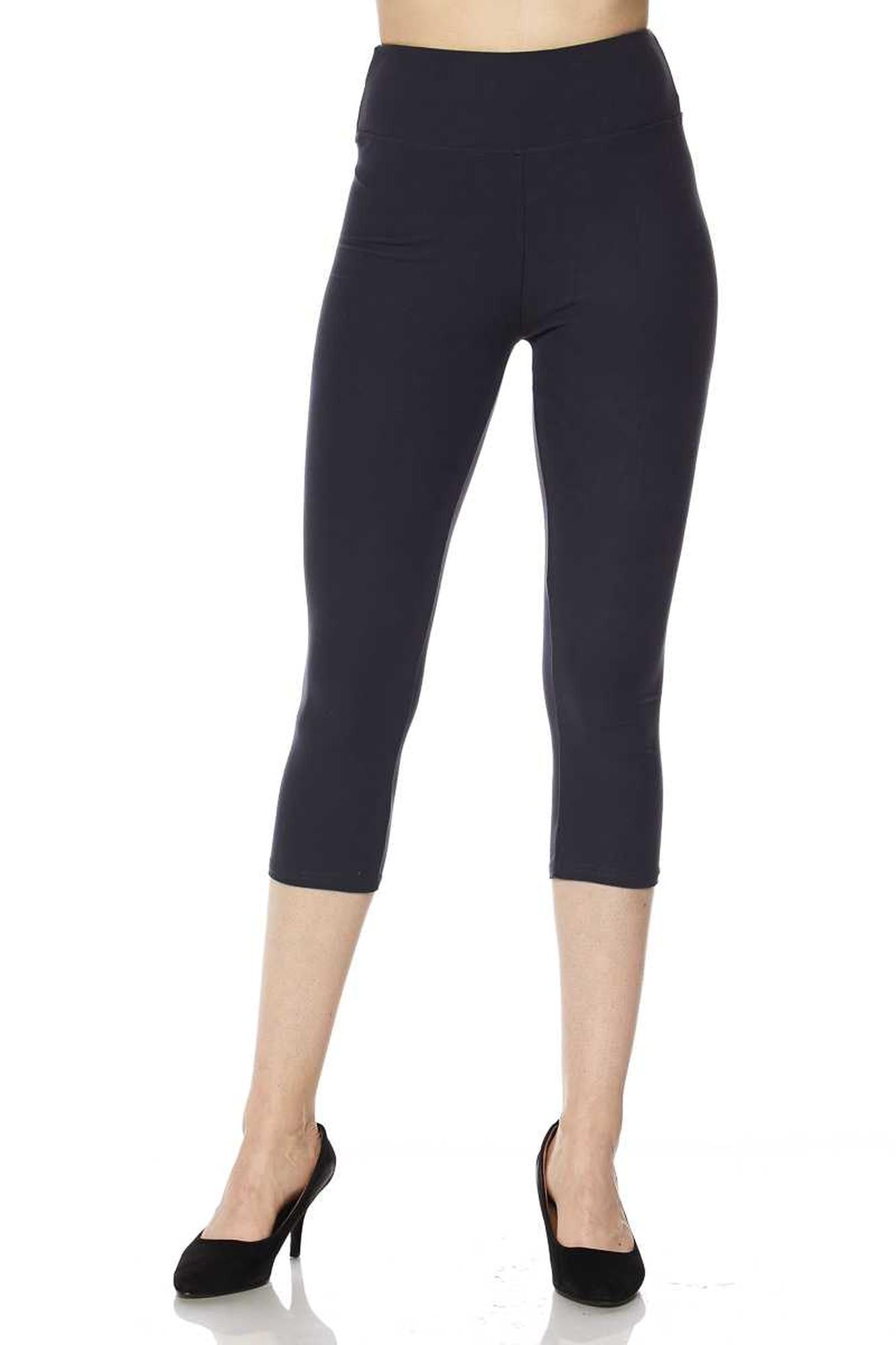 Brushed Basic Solid High Waisted Plus Size Capris | 3 Inch | New Mix
