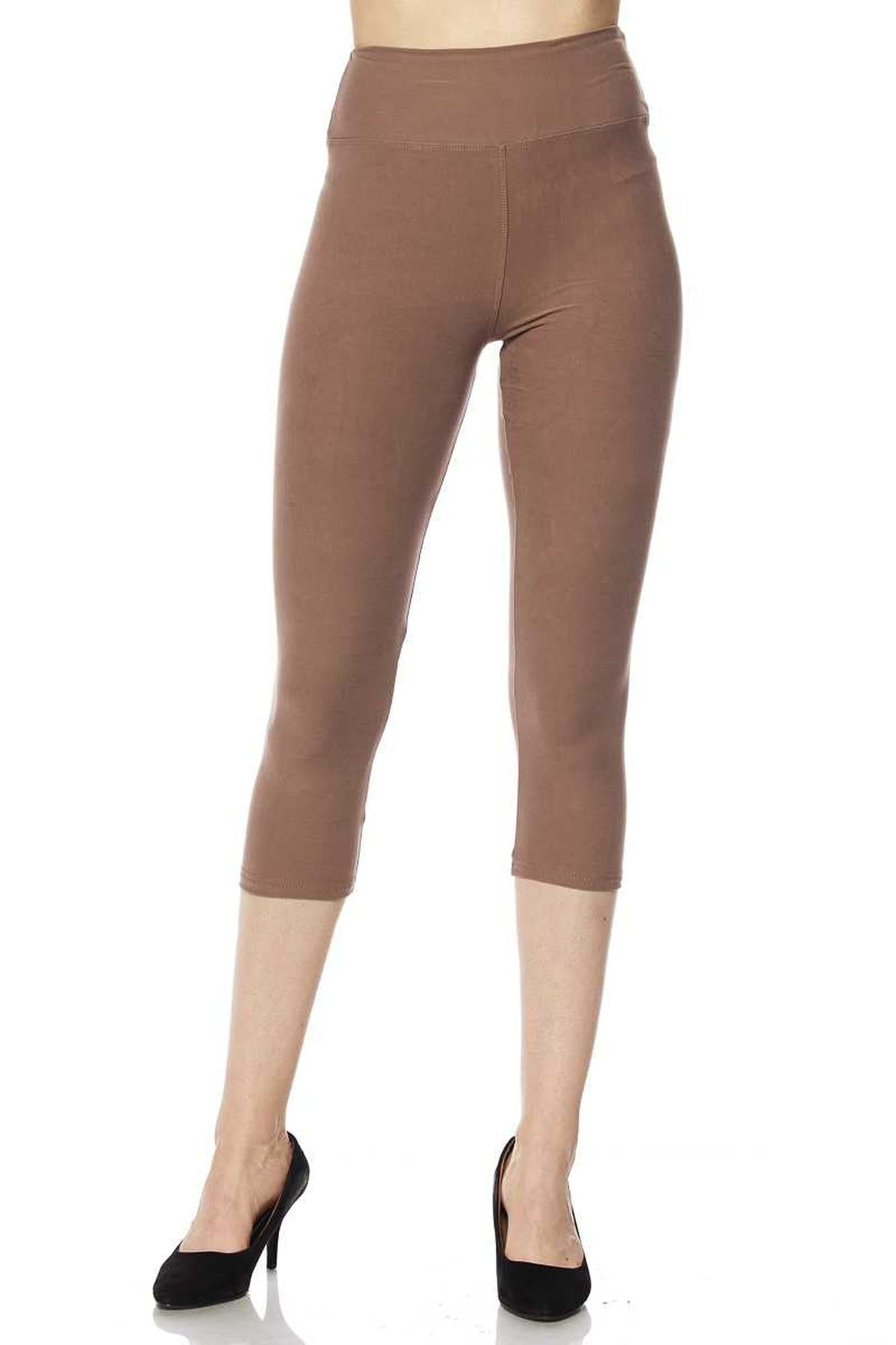 Brushed Basic Solid High Waisted Plus Size Capris | 3 Inch | New Mix