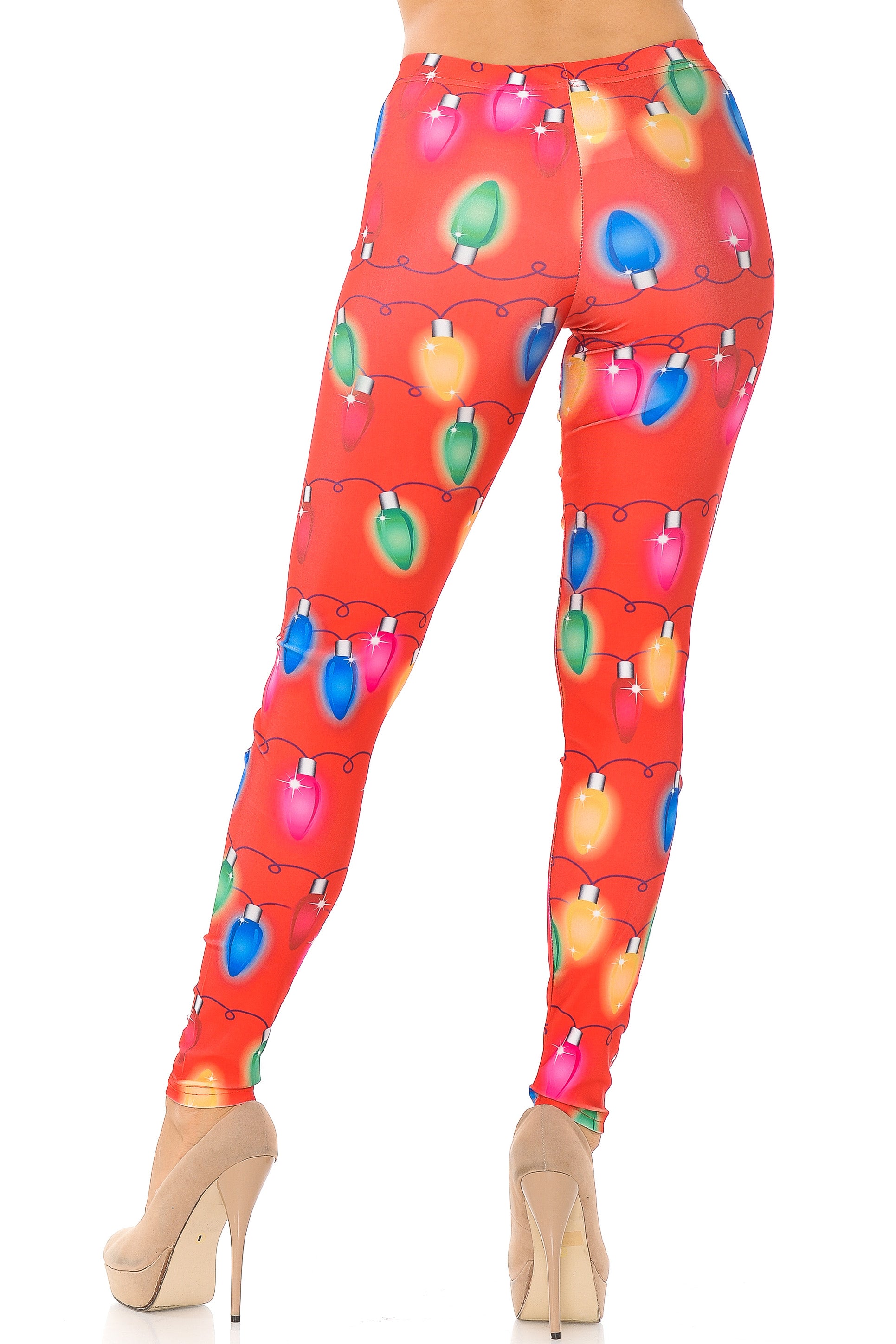 Ruby Red Colorful Christmas Lights Leggings - Plus Size