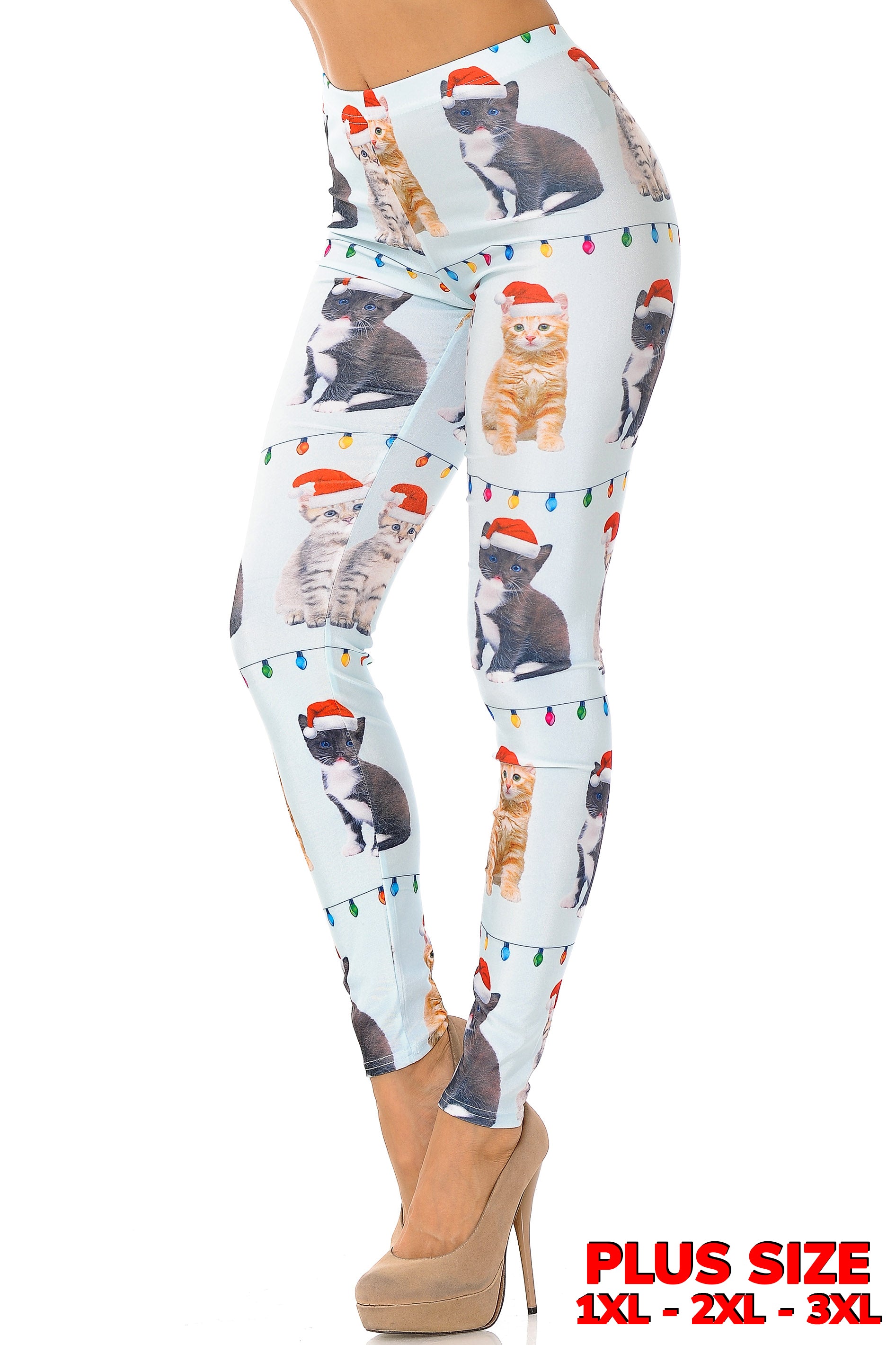 Kitty Cats in Hats Christmas Leggings - Plus Size