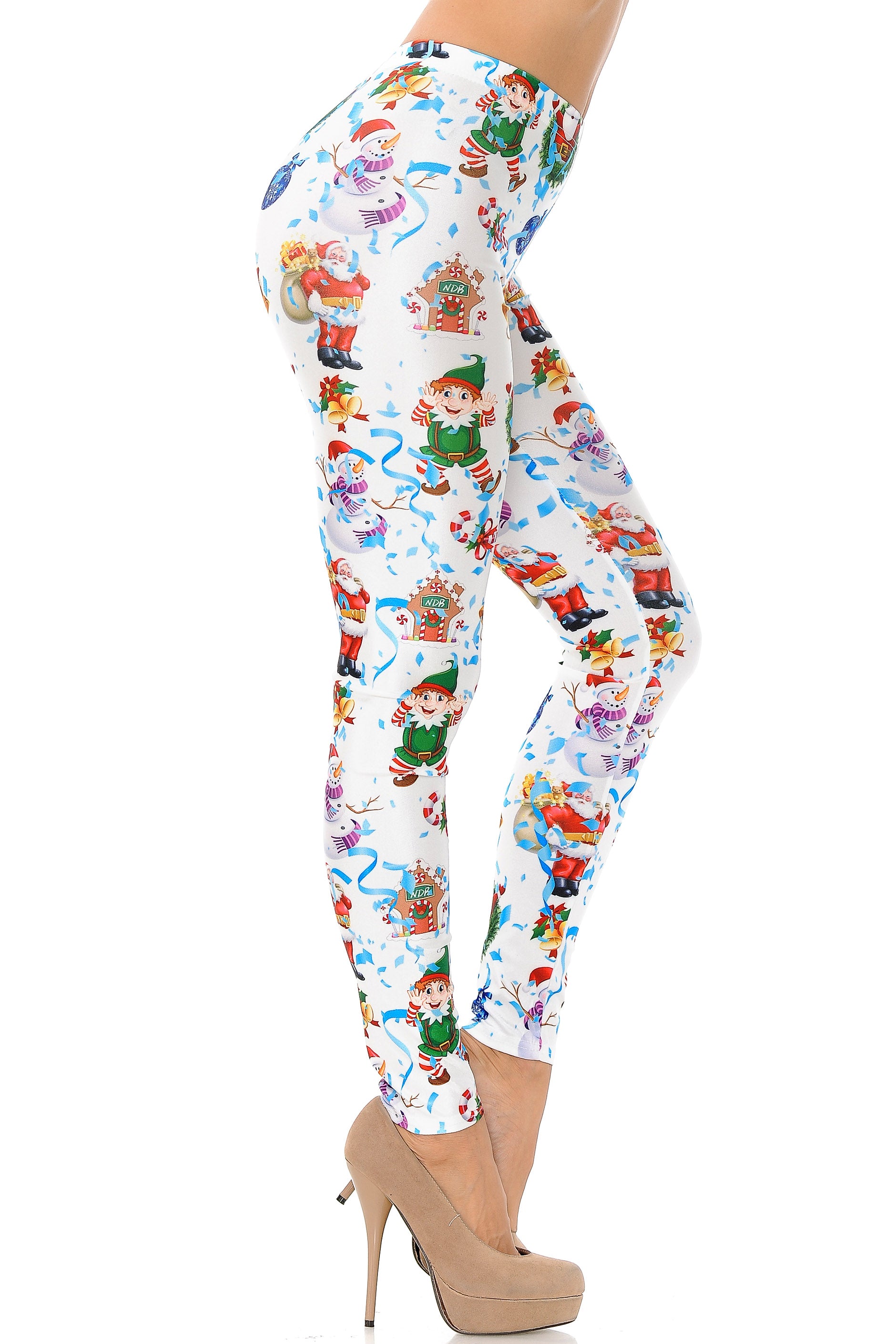 White Wonderful Festive Christmas Leggings - Plus Size