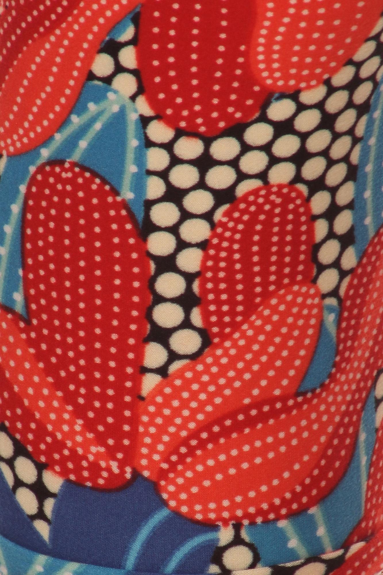 Buttery Soft Red and Blue Cactus Plus Size Leggings (One Size Plus,Red)