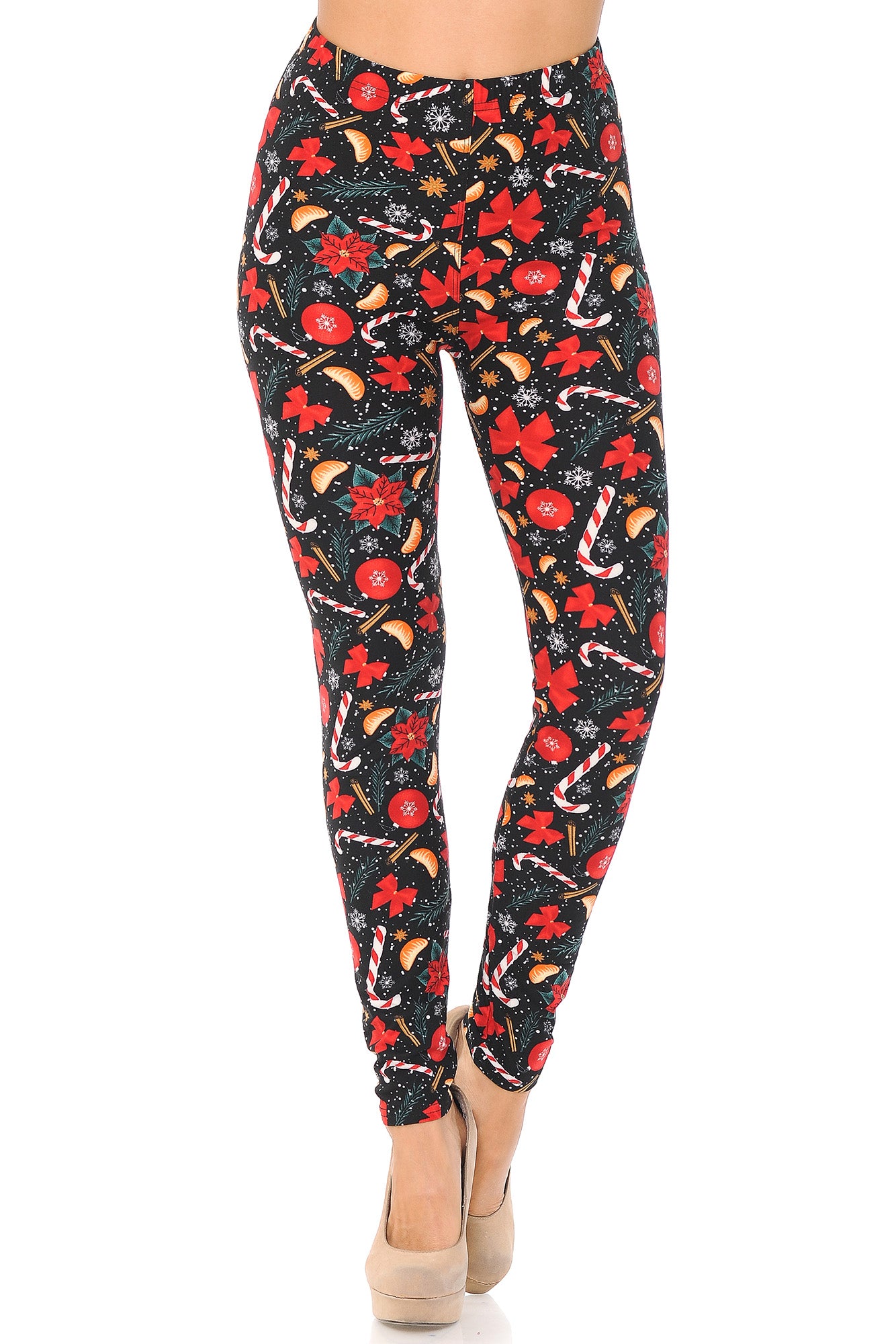 Buttery Soft Traditional Country Christmas Plus Size Leggings (One Size Plus,Red)