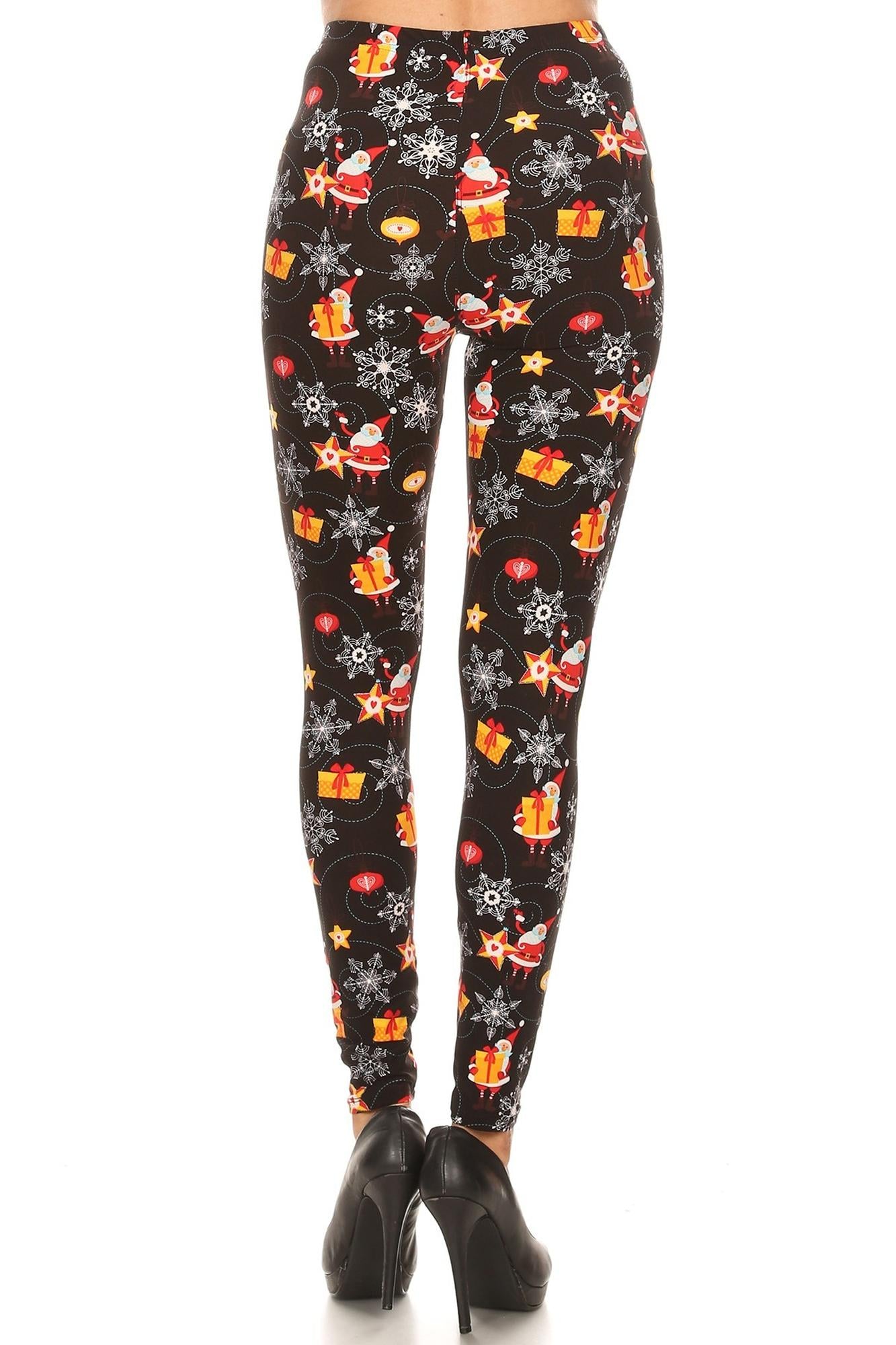 Buttery Soft Santa's Wonderland Christmas Plus Size Leggings (One Size Plus,Black)