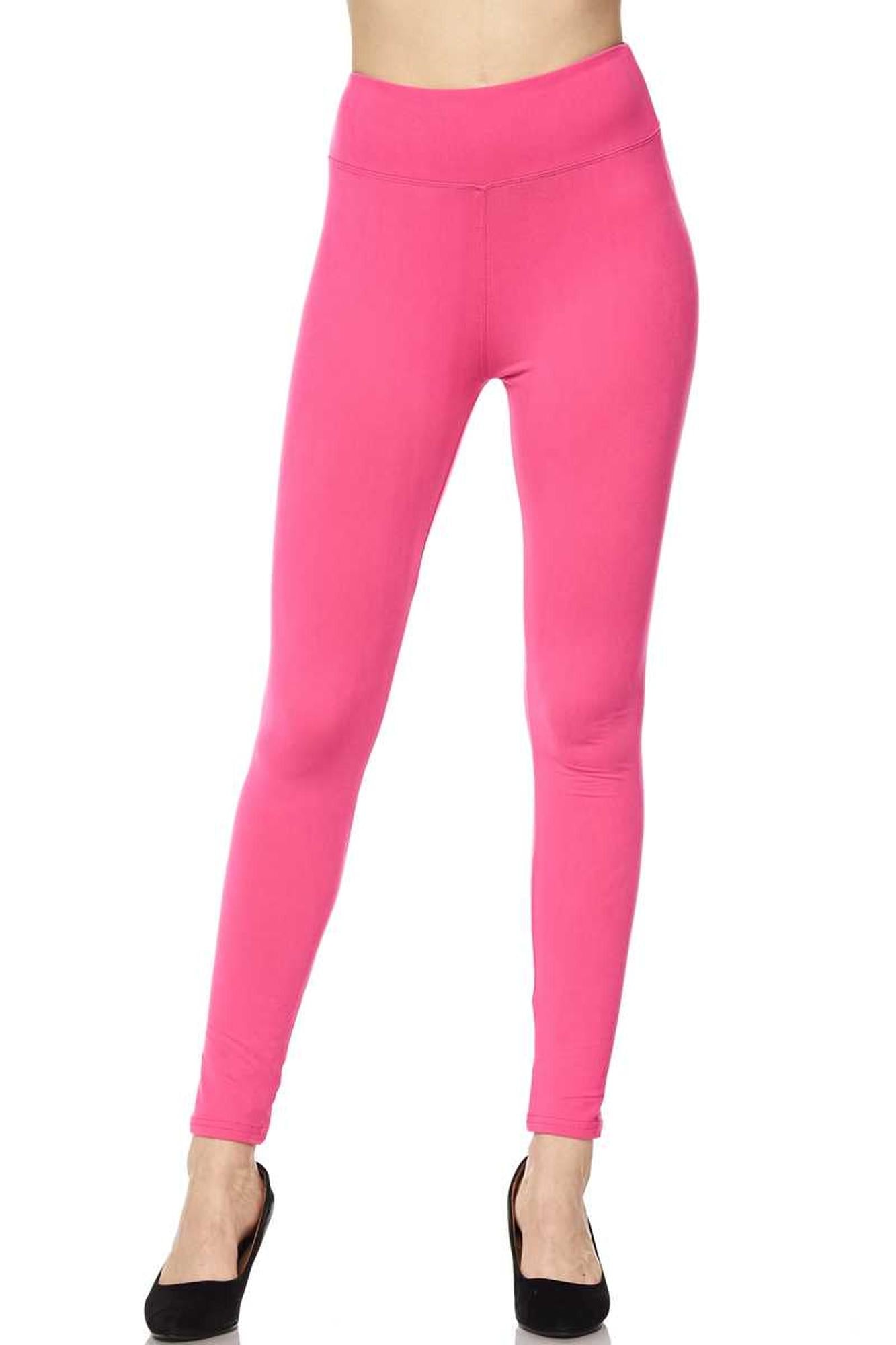 Brushed High Waisted Plus Size Basic Solid Leggings - 3 Inch Band