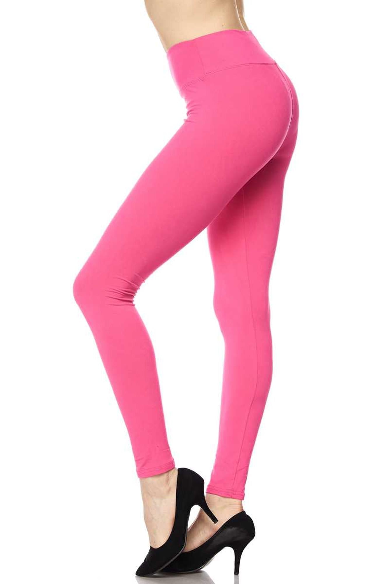 Brushed High Waisted Plus Size Basic Solid Leggings - 3 Inch Band