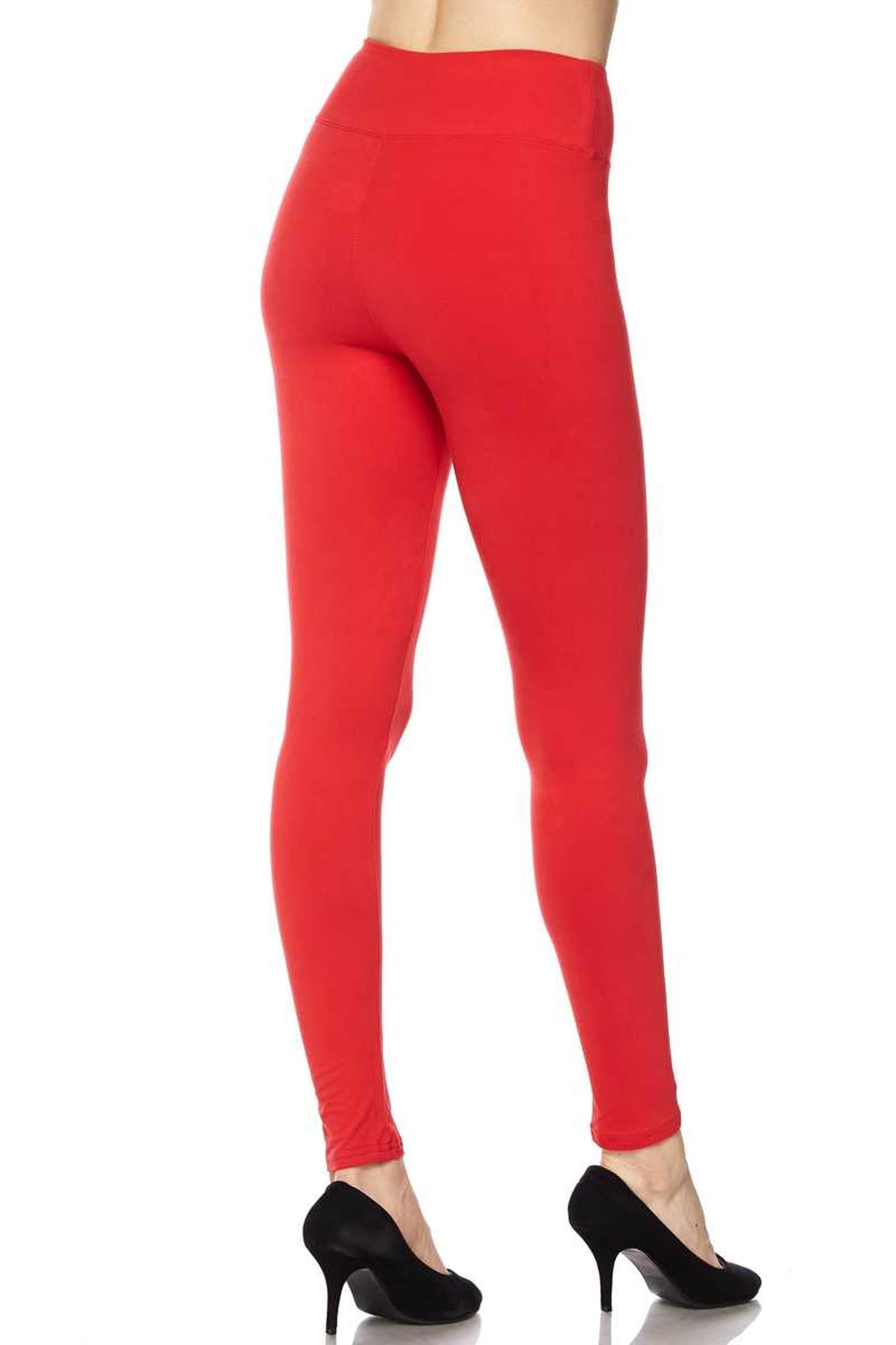 Brushed High Waisted Plus Size Basic Solid Leggings | 3 Inch Band