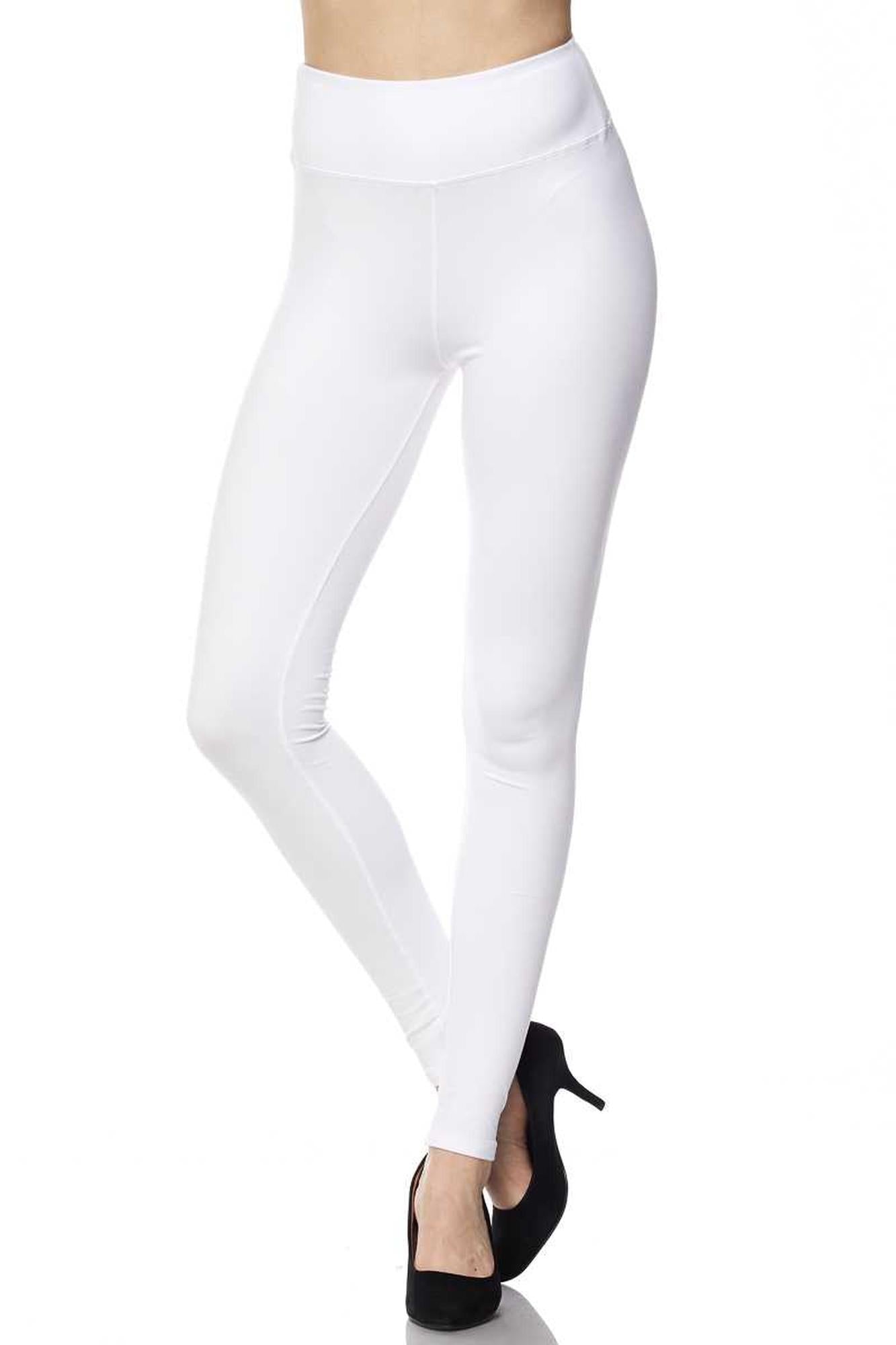 Brushed High Waisted Plus Size Basic Solid Leggings | 3 Inch Band
