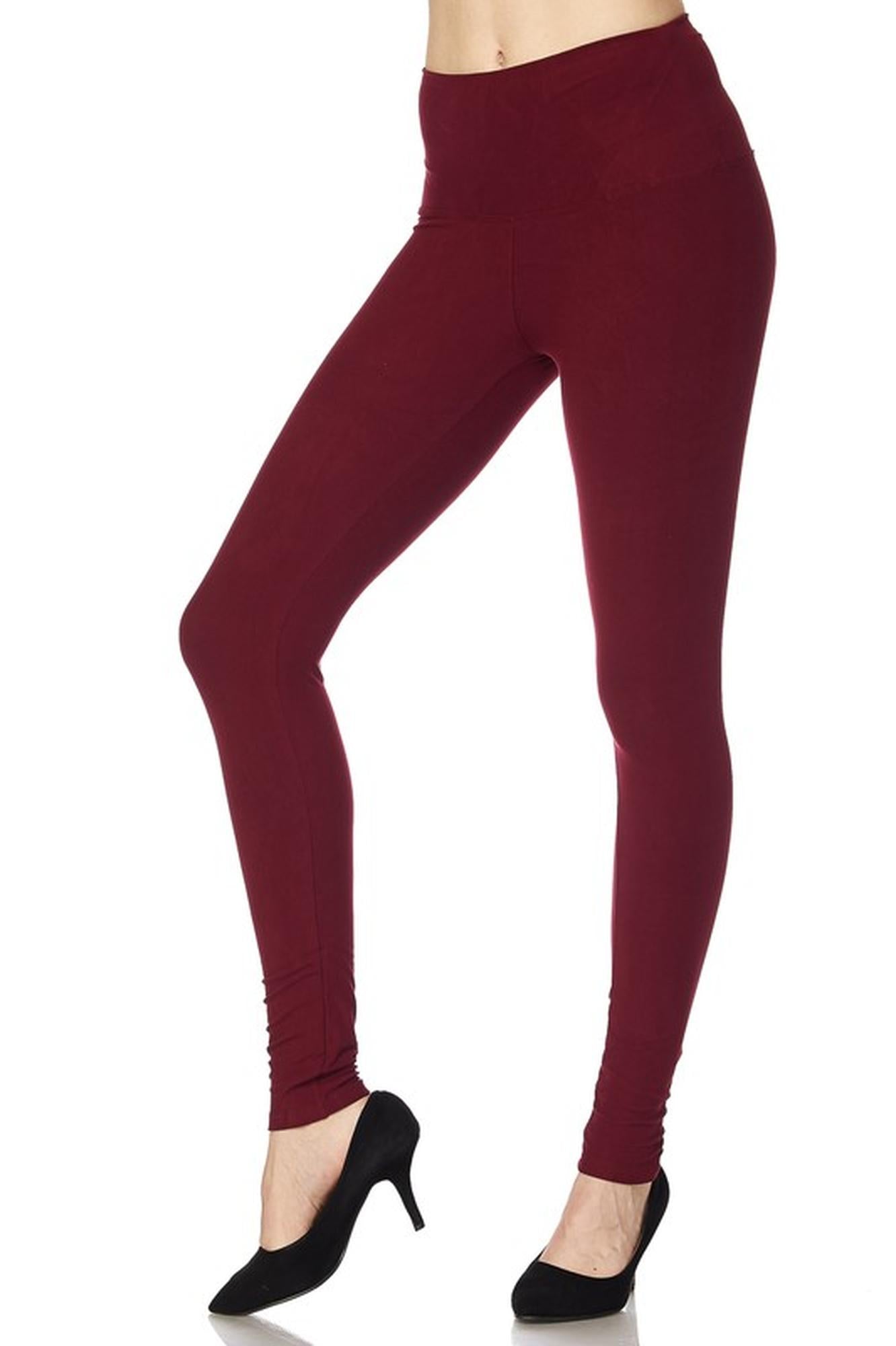 Brushed High Waisted Basic Solid Plus Size Leggings | 5 Inch Waist