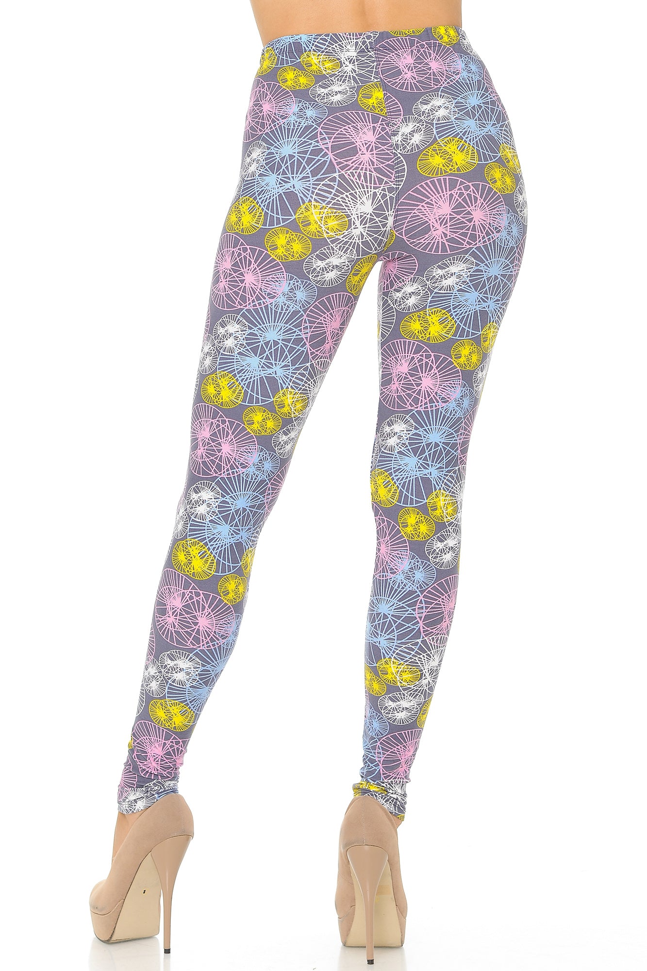 Buttery Soft Geometric Spindles Plus Size Leggings (One Size Plus,Multi Color Pastel)