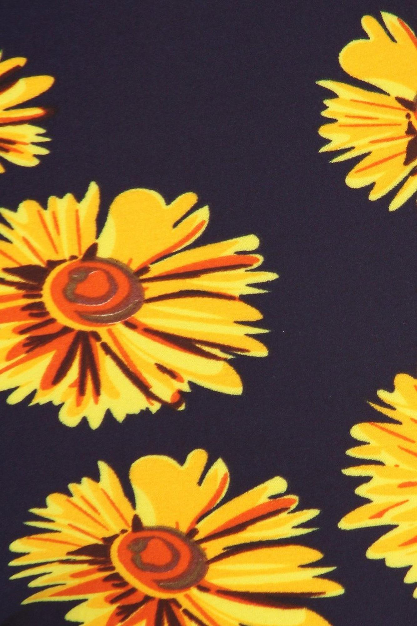 Buttery Soft Summer Daisy Plus Size Leggings (One Size Plus,Yellow)