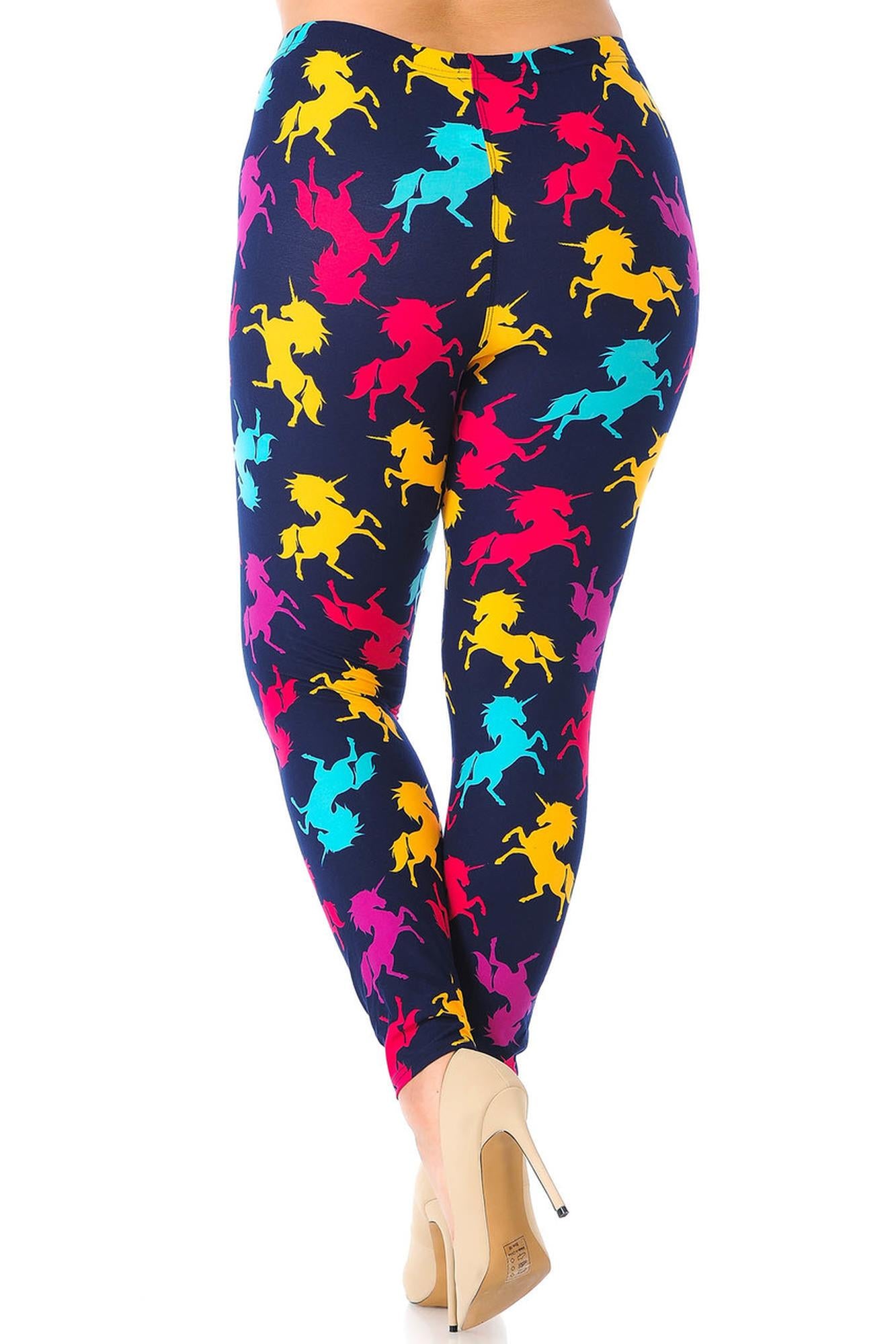 Buttery Soft Colorful Unicorns Plus Size Leggings (One Size Plus,Multi Color Bold)