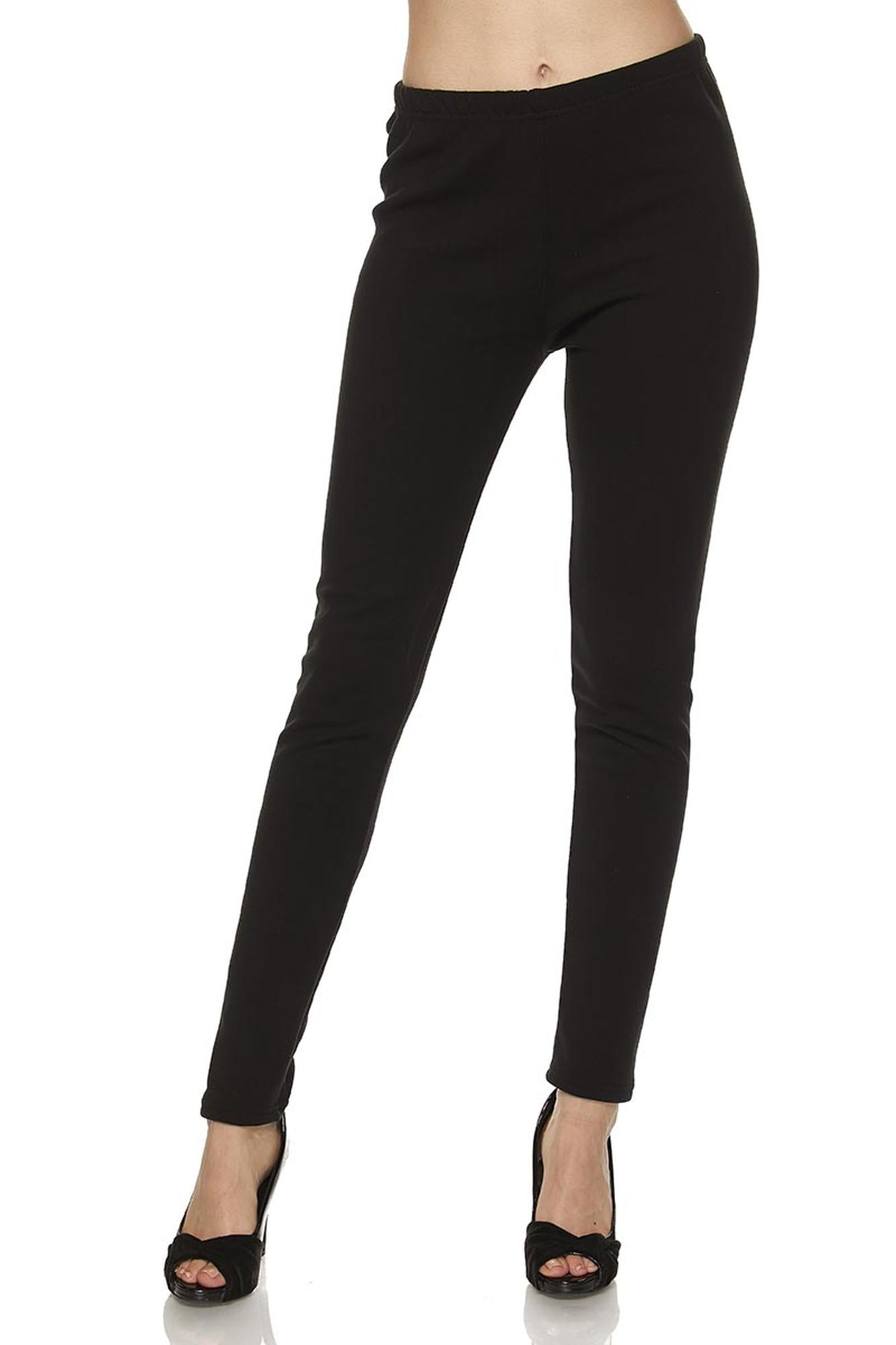 Warm Solid Fur Lined Plus Size Leggings