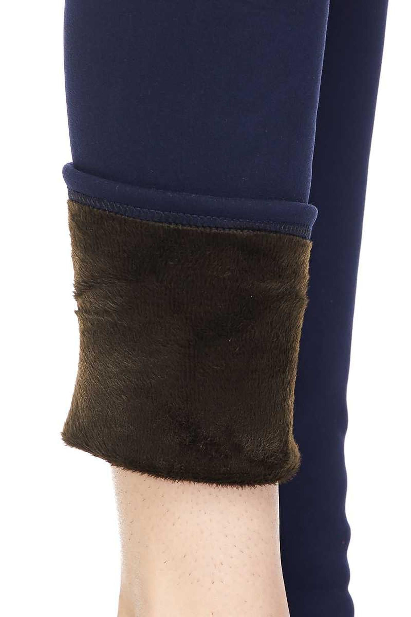 Warm Solid Fur Lined Plus Size Leggings