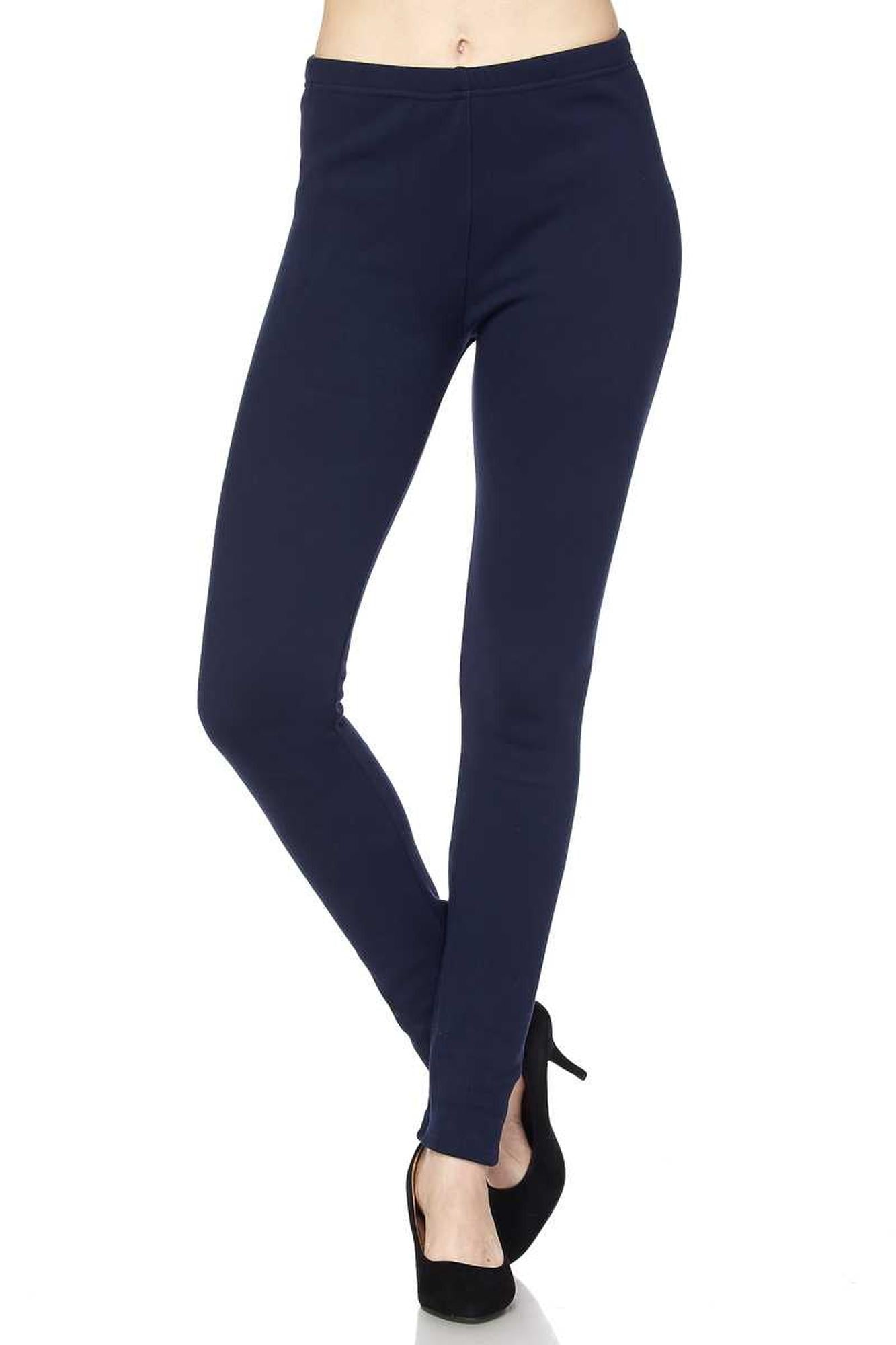 Warm Solid Fur Lined Plus Size Leggings