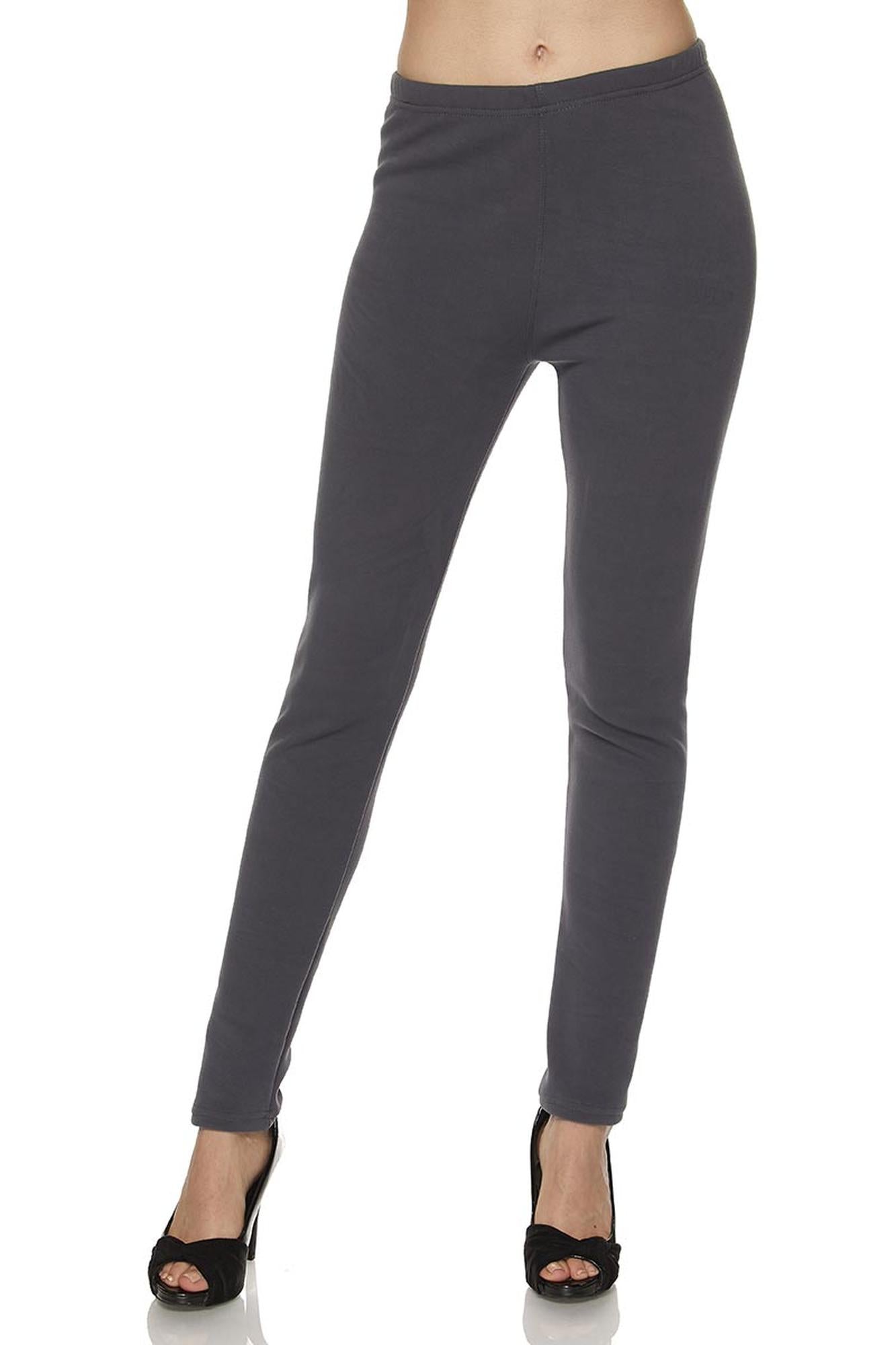 Warm Solid Fur Lined Plus Size Leggings