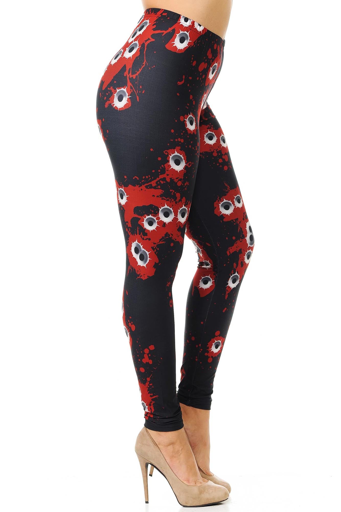 Creamy Soft Drive By Shooting Plus Size Leggings (One Size Plus,Red)