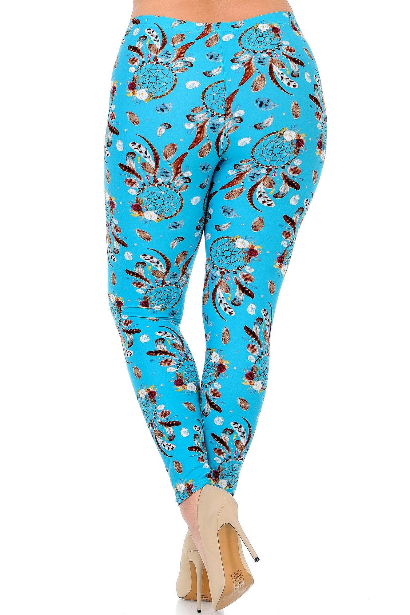 Buttery Soft Blue Sky Dreamcatcher Plus Size Leggings (One Size Plus,Blue)