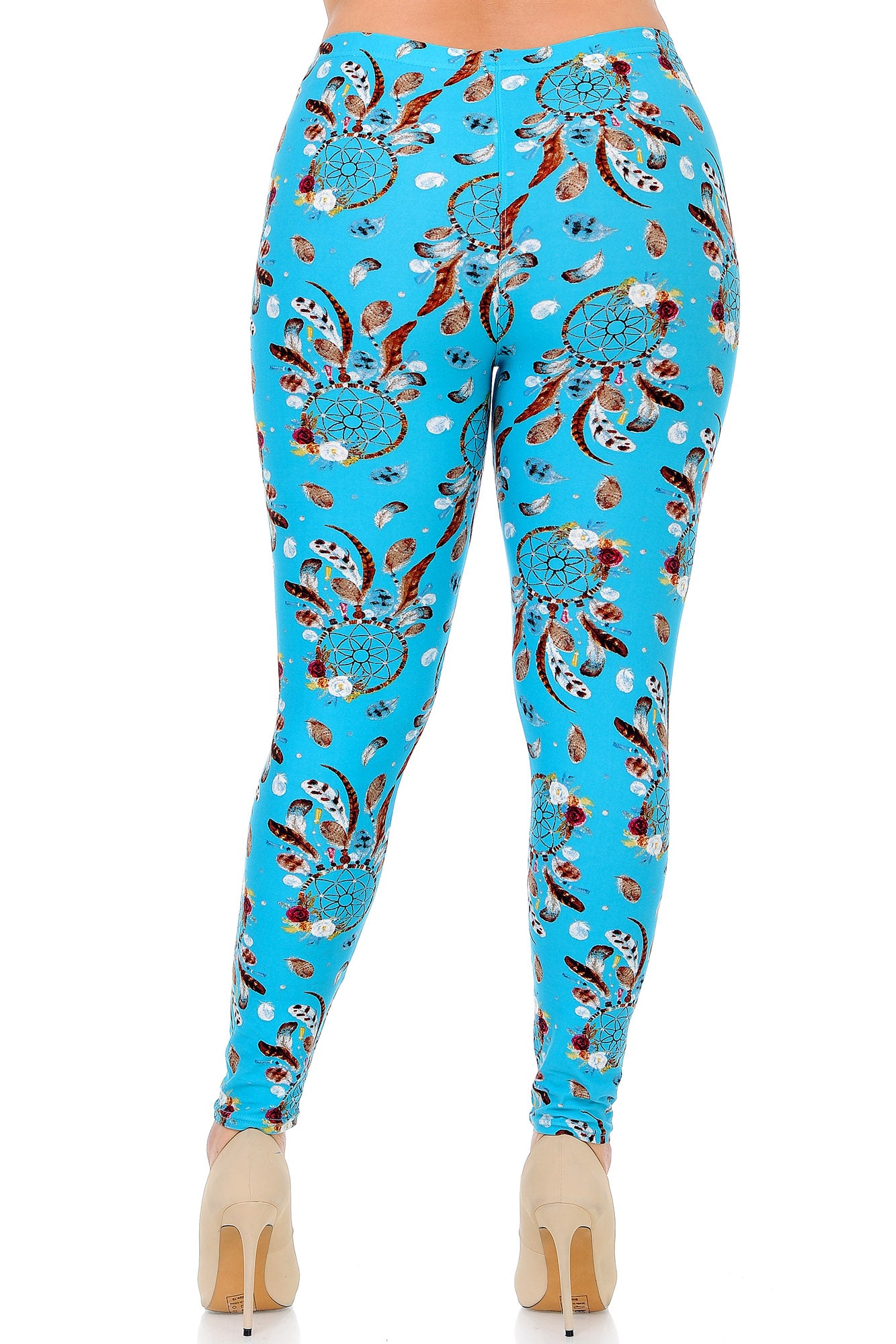 Buttery Soft Blue Sky Dreamcatcher Plus Size Leggings (One Size Plus,Blue)