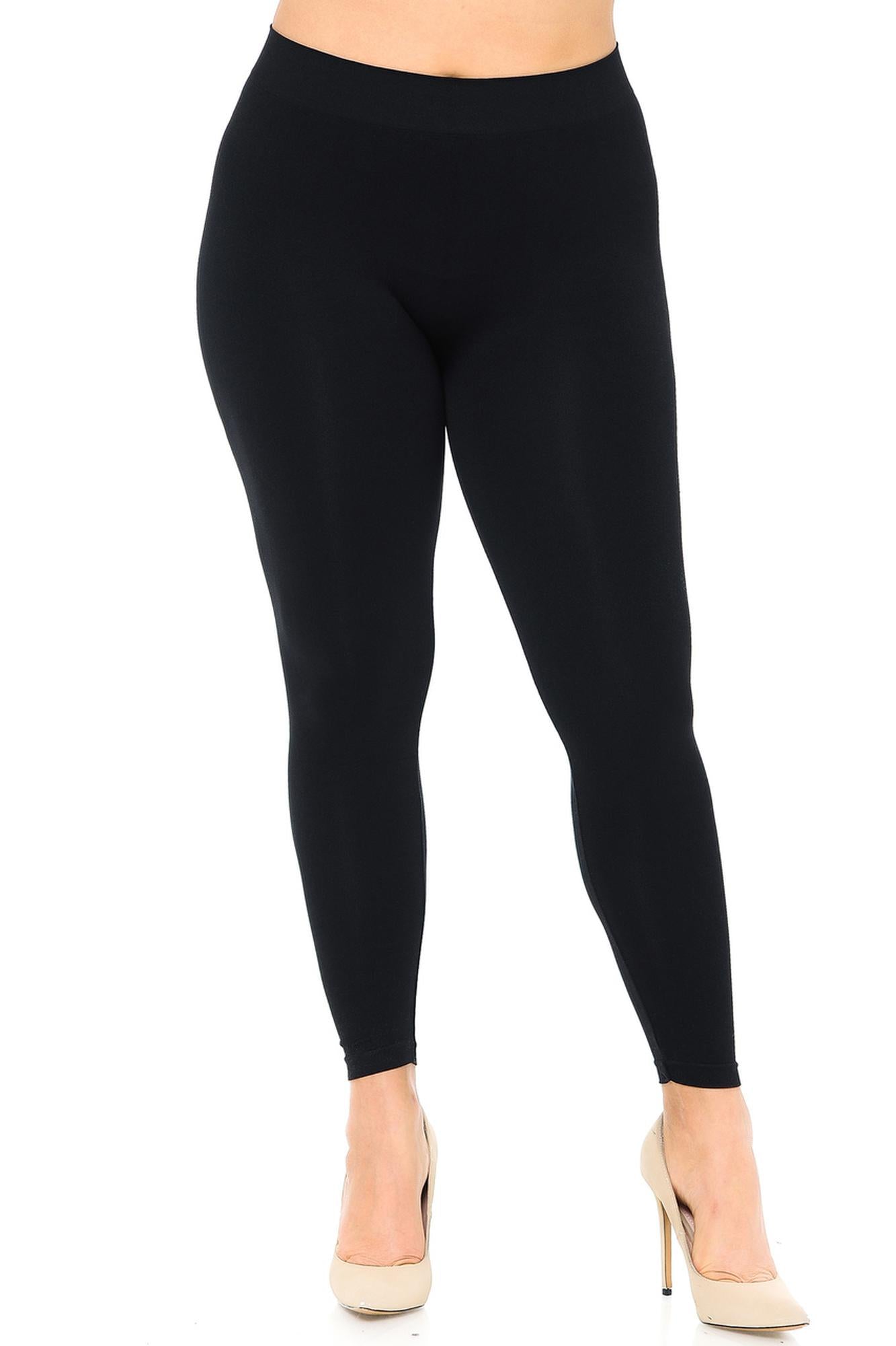 Premium Nylon Spandex Solid Basic Plus Size Leggings