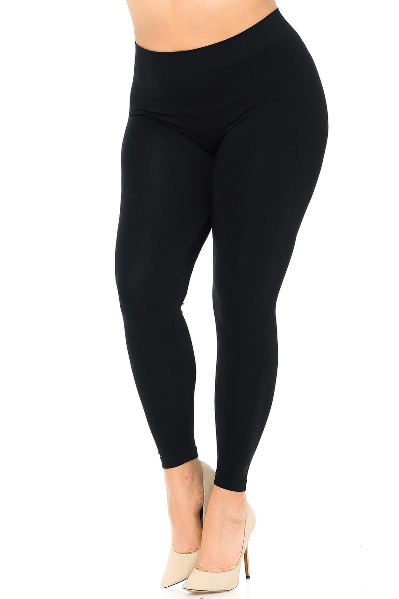 Premium Nylon Spandex Solid Basic Plus Size Leggings