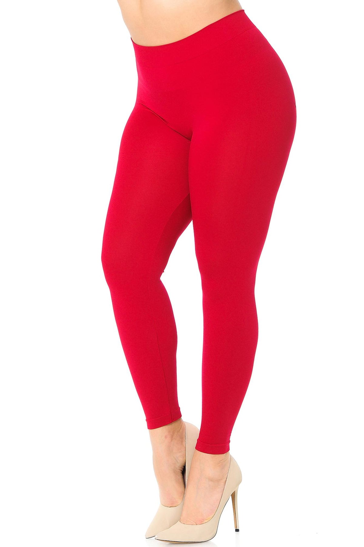 Premium Nylon Spandex Solid Basic Plus Size Leggings